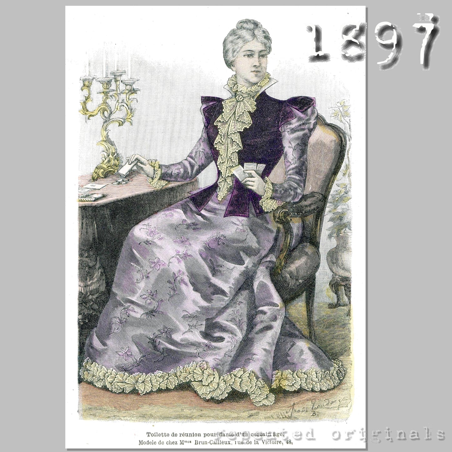 1897 Dinner Outfit for Older Lady Sewing Pattern - INSTANT DOWNLOAD PDF