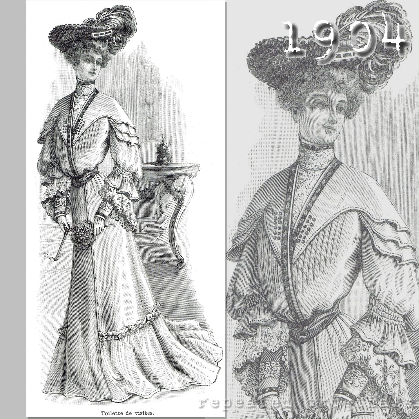 1904 Visiting Dress Sewing Pattern - INSTANT DOWNLOAD PDF
