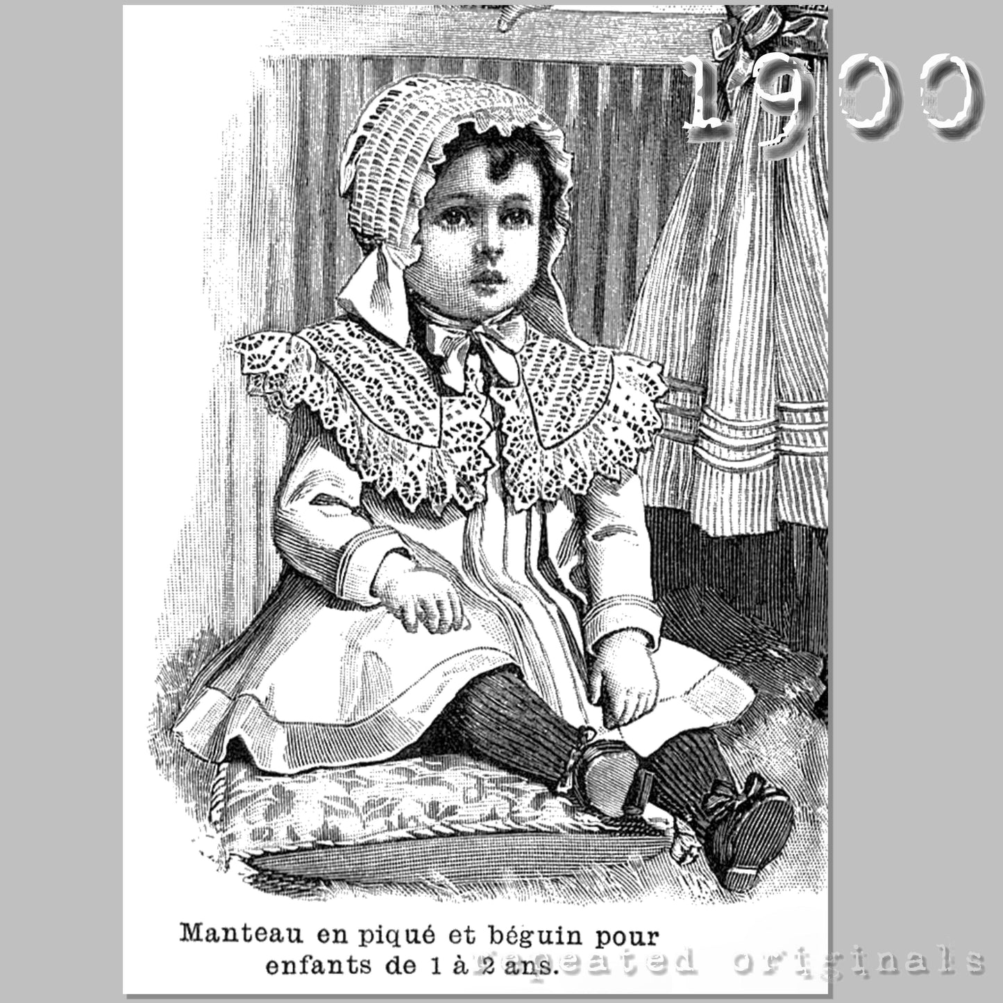 1900 Pique Coat and Cap for Infant 1-2 Years Sewing Pattern - INSTANT DOWNLOAD PDF