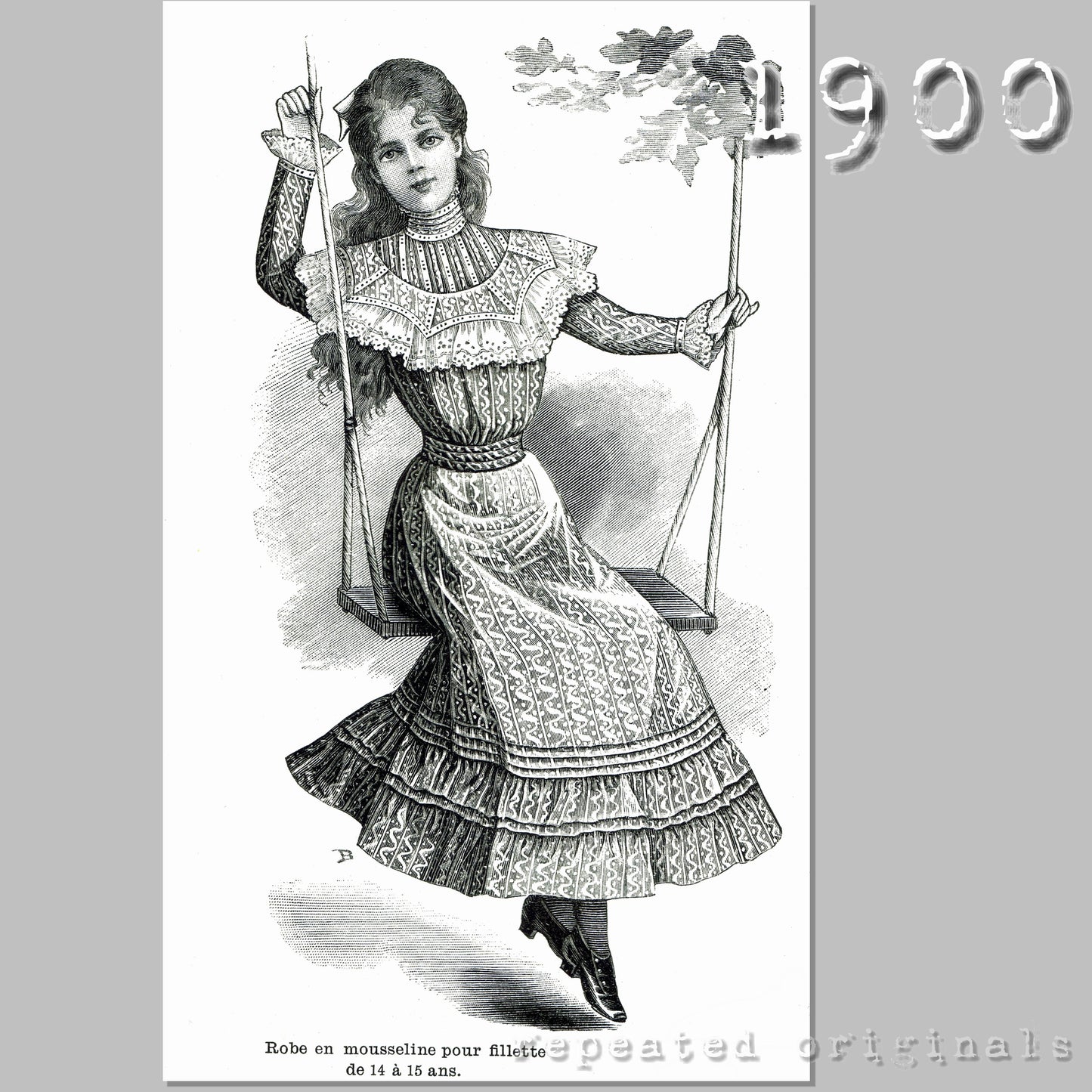 1900 Dress for Girl 14 to 15 Years Sewing Pattern - INSTANT DOWNLOAD PDF