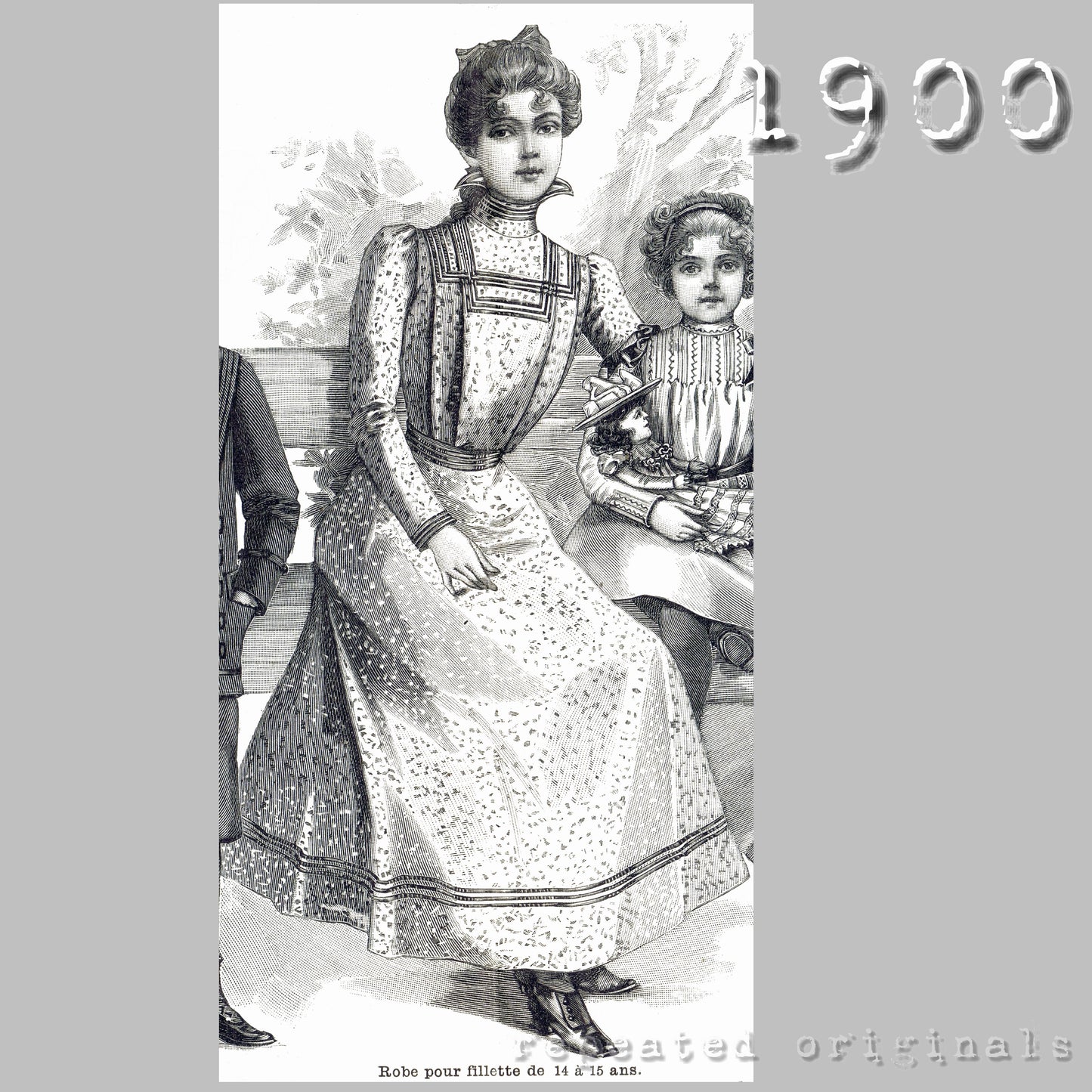 1900 Dress for Girl 14 -15 Years Sewing Pattern - INSTANT DOWNLOAD PDF