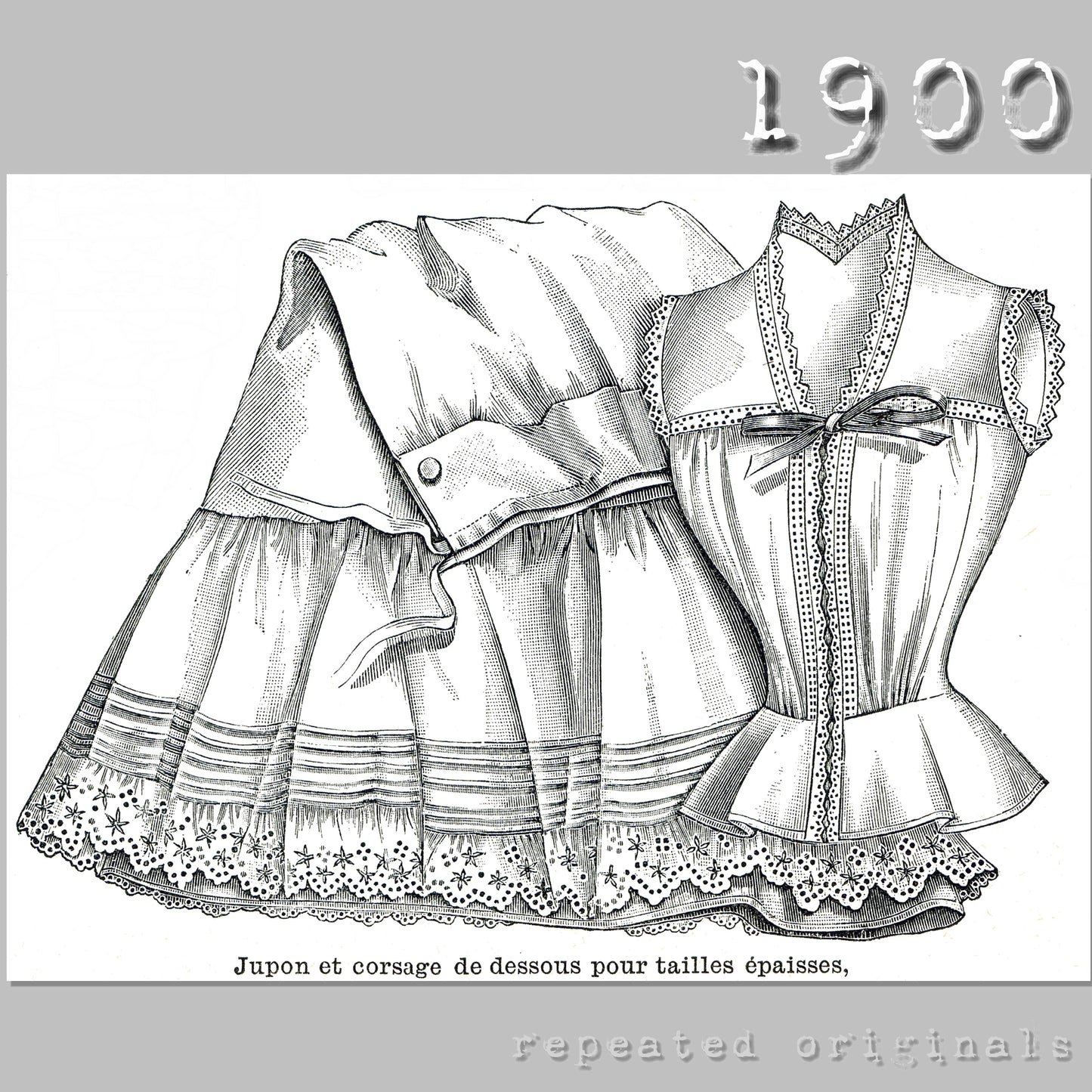 1900 Petticoat and Underbodice Sewing Pattern - INSTANT DOWNLOAD PDF