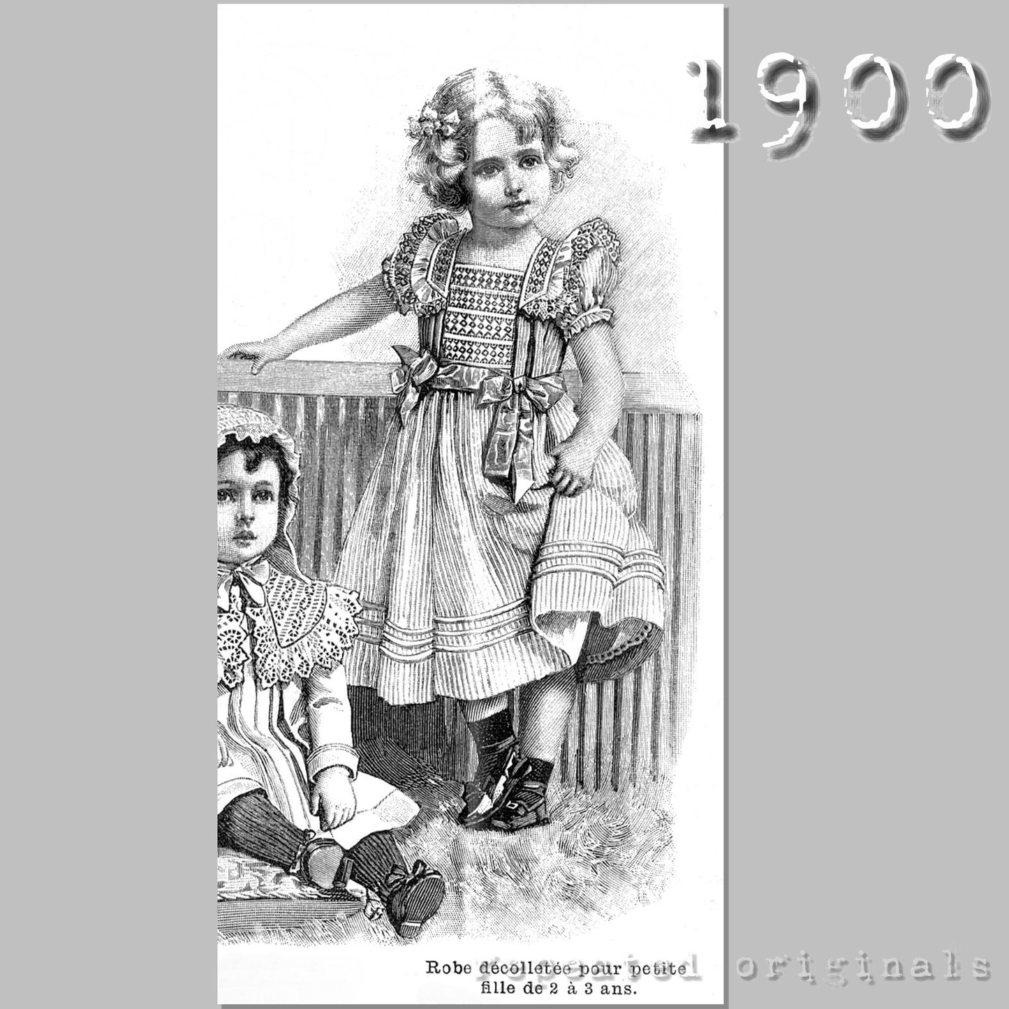 1900 Dress for Girls 2 to 3 Years Sewing Pattern - INSTANT DOWNLOAD PDF