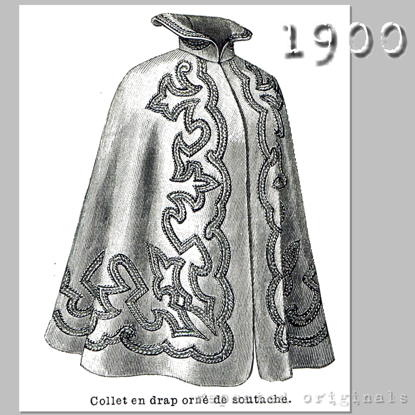 1900 Cape with Collar Sewing Pattern - INSTANT DOWNLOAD PDF