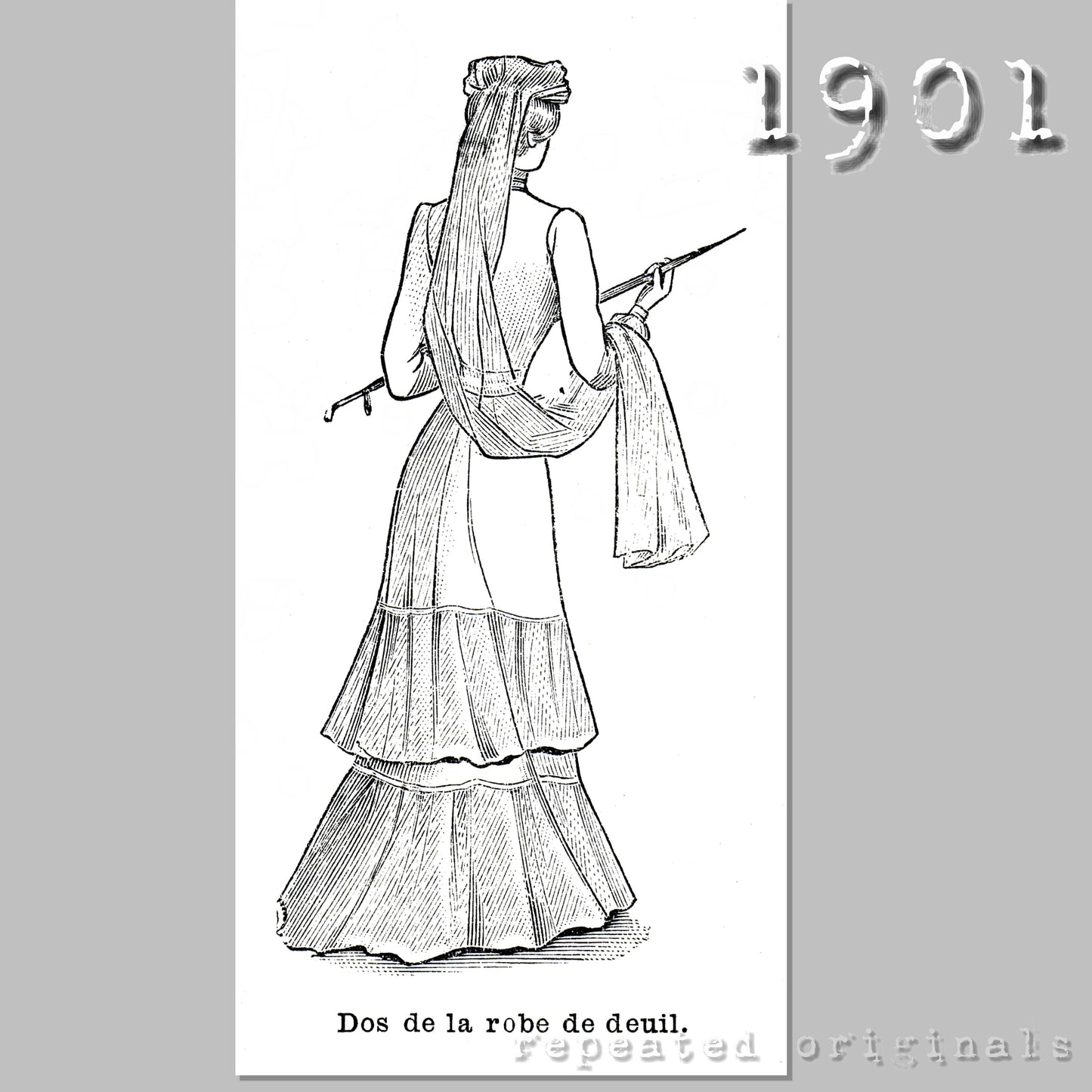 1901 Mourning Dress Sewing Pattern - INSTANT DOWNLOAD PDF