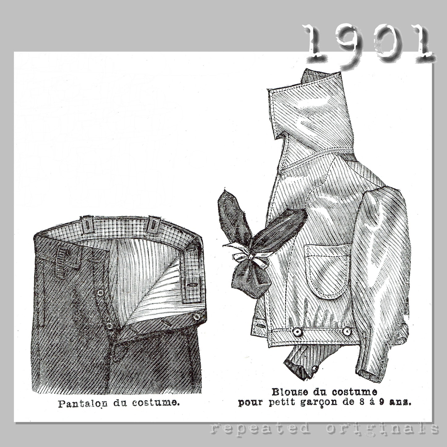 1901 Outfit for Boy 8 - 9 Years Sewing Pattern - INSTANT DOWNLOAD PDF