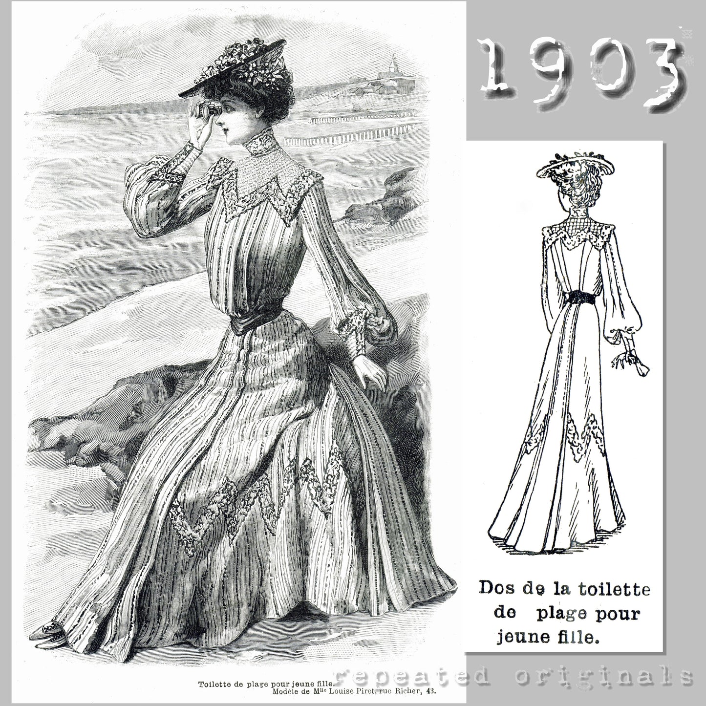 1903 Beach Outfit Sewing Pattern - INSTANT DOWNLOAD PDF