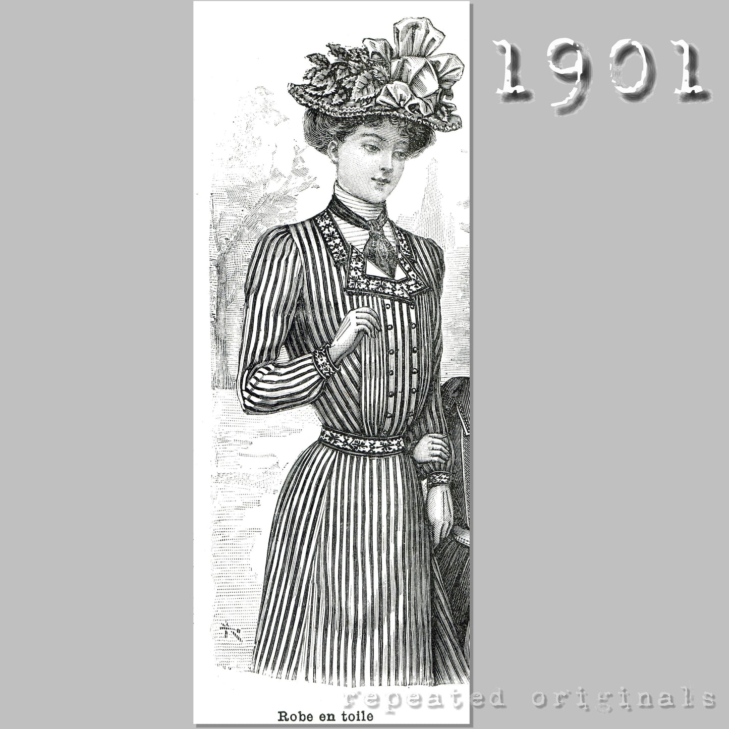 1901 Linen Dress Sewing Pattern - INSTANT DOWNLOAD PDF