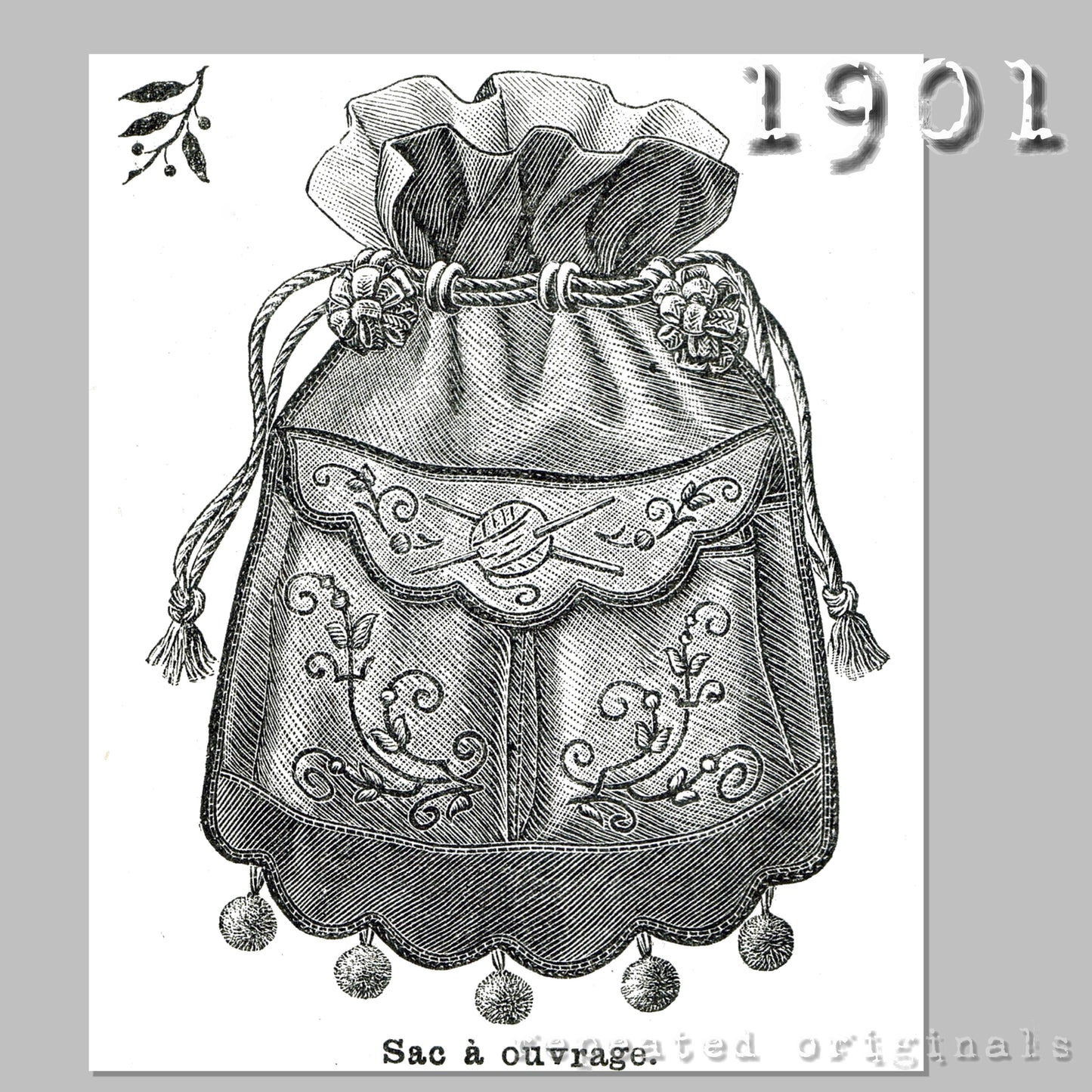 1901 Handwork Bag Sewing Pattern - INSTANT DOWNLOAD PDF