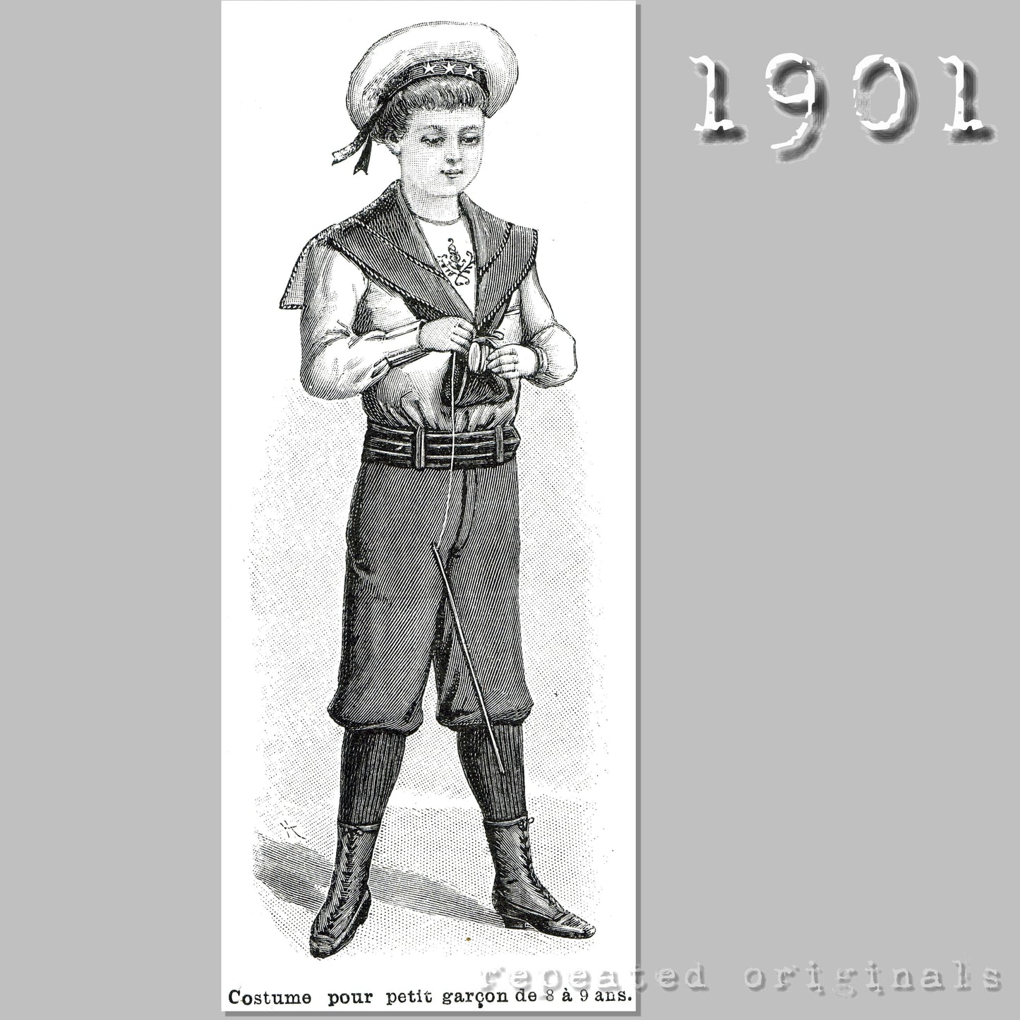 1901 Outfit for Boy 8 - 9 Years Sewing Pattern - INSTANT DOWNLOAD PDF