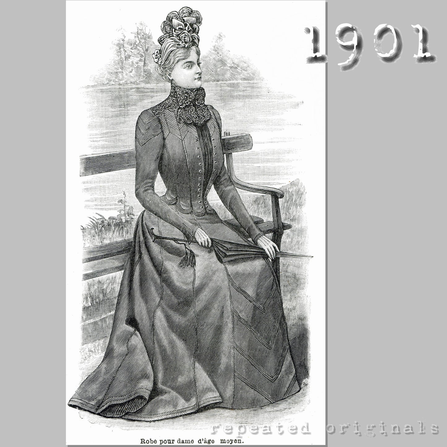 1901 Dress for Middle Aged Women Sewing Pattern - INSTANT DOWNLOAD PDF