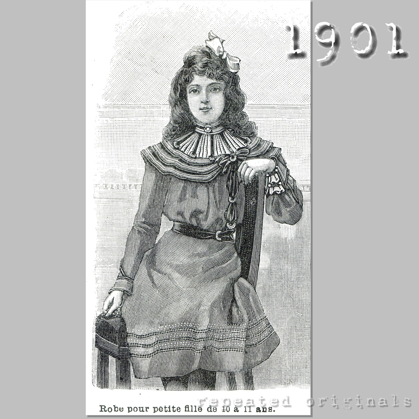 1901 Dress for Girls 10 to 11 Years Sewing Pattern - INSTANT DOWNLOAD PDF