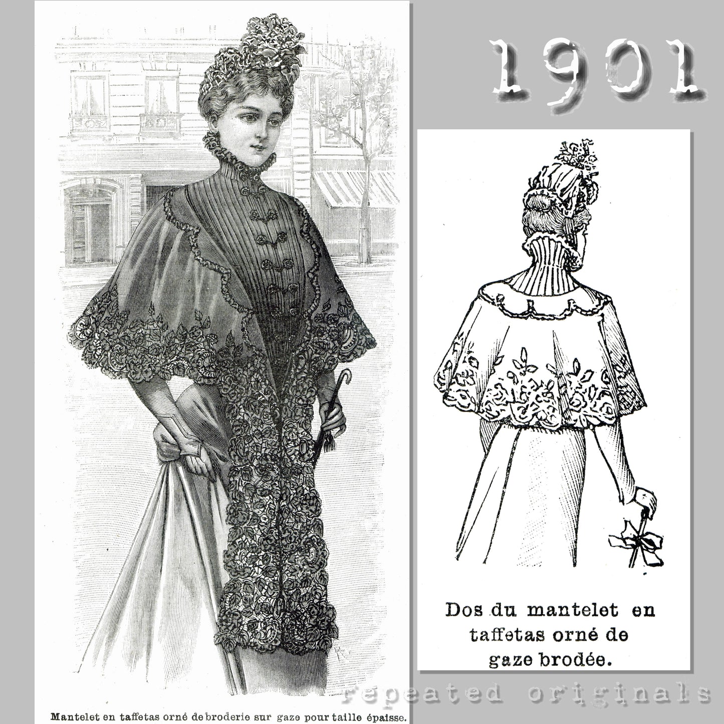 1901 Taffeta Mantelet (Larger size) Sewing Pattern - INSTANT DOWNLOAD PDF