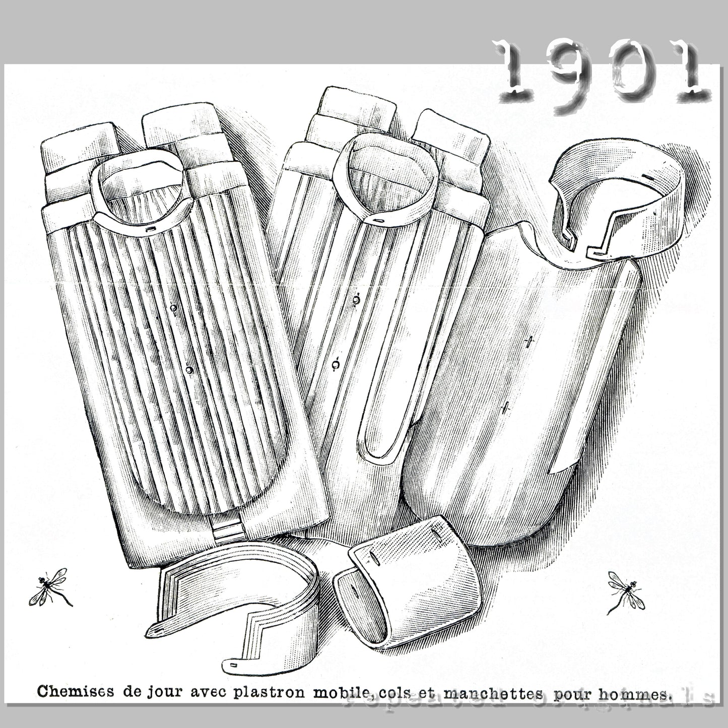 1901 Man's Day Shirt, Detachable Bib Collar and Cuffs