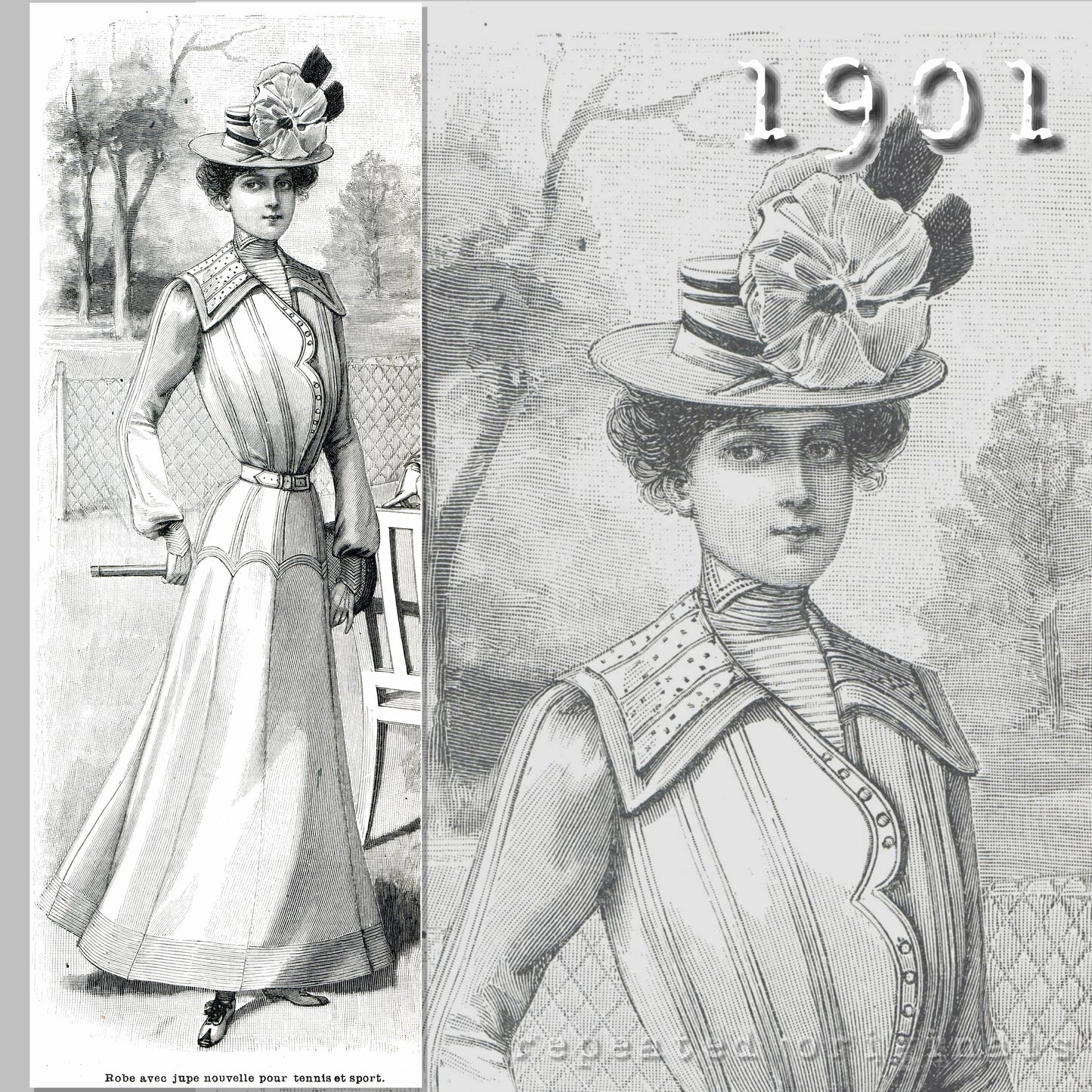 1901 Tennis or Sports Dress Sewing Pattern - INSTANT DOWNLOAD PDF