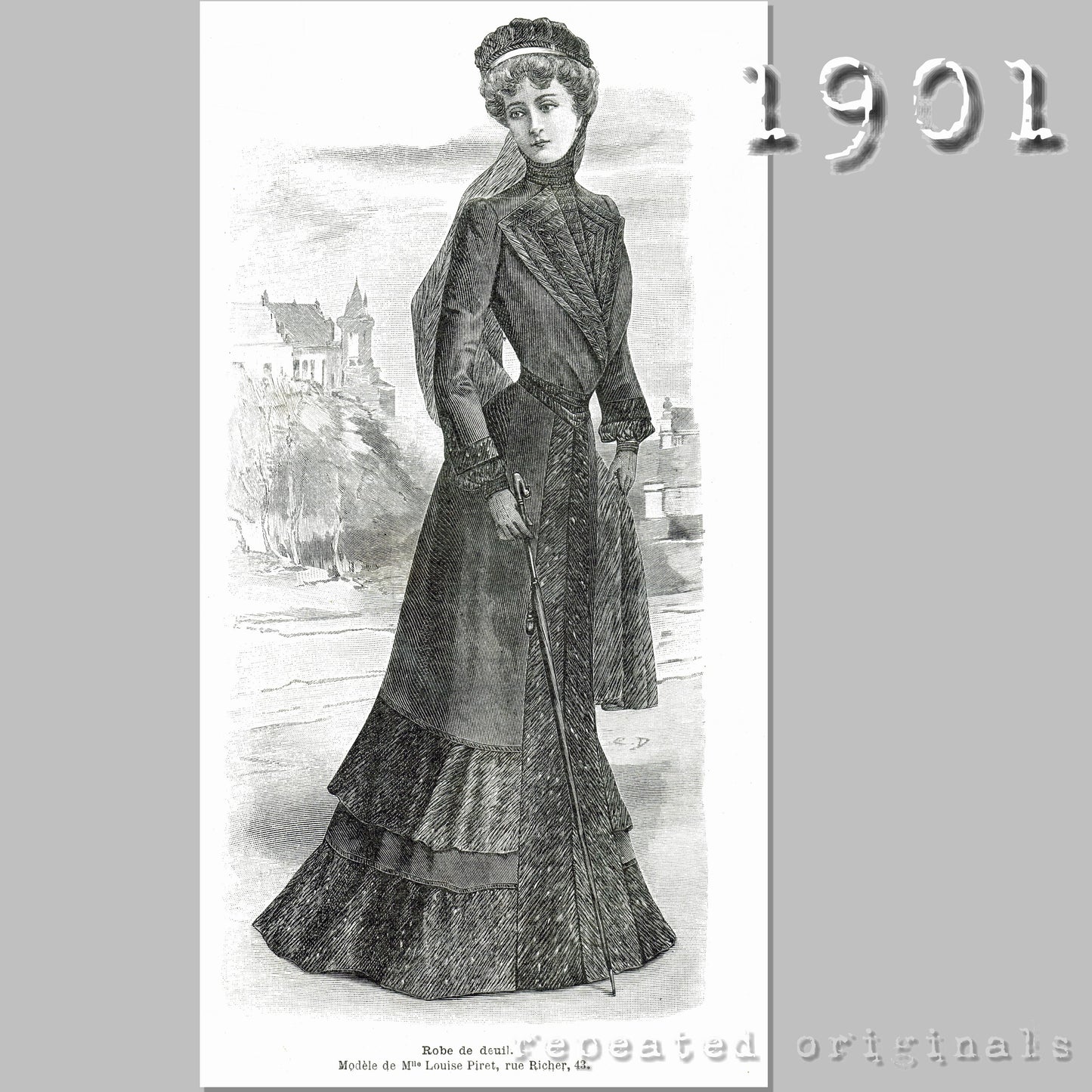 1901 Mourning Dress Sewing Pattern - INSTANT DOWNLOAD PDF