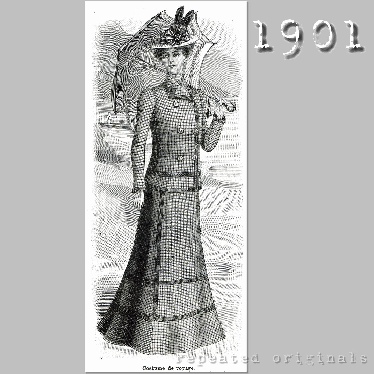1901 Travel Suit Sewing Pattern - INSTANT DOWNLOAD PDF