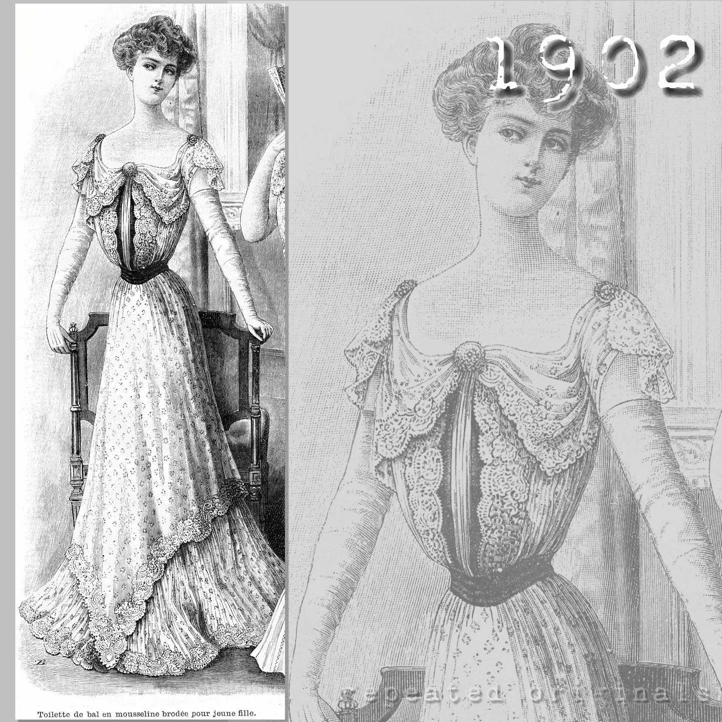 1902 Ball Gown Sewing Pattern - INSTANT DOWNLOAD PDF