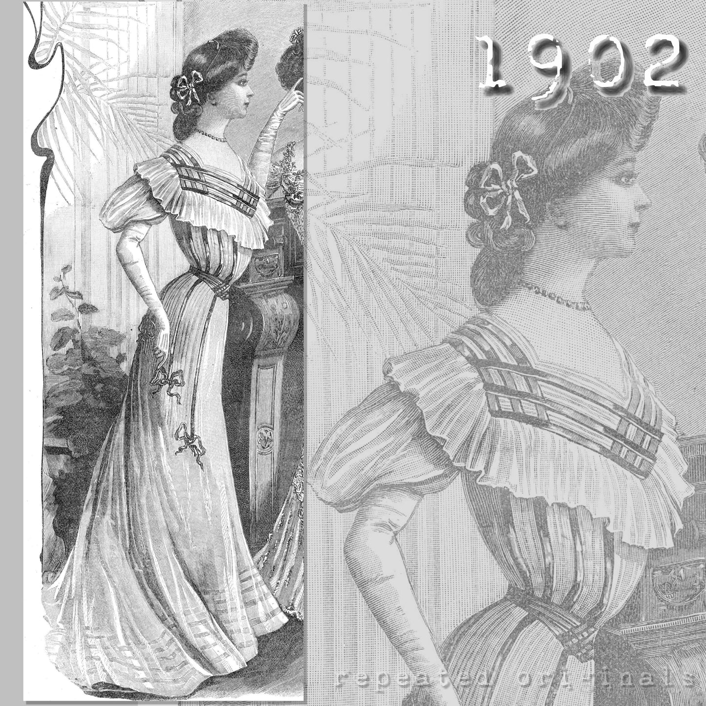 1902 Ball Gown Sewing Pattern - INSTANT DOWNLOAD PDF