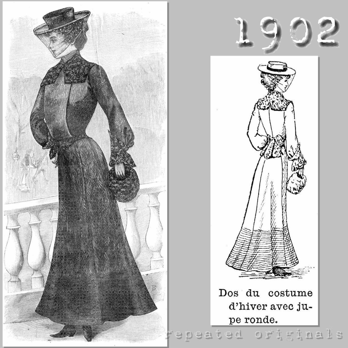 1902 Winter Dress Sewing Pattern - INSTANT DOWNLOAD PDF