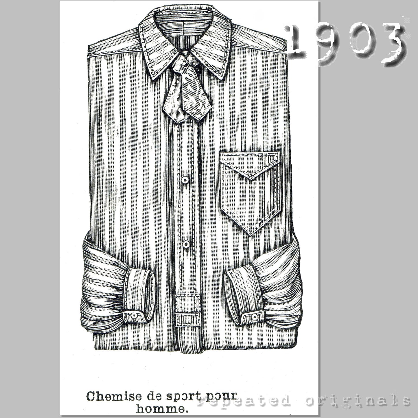 1903 Men's Sports Shirt Sewing Pattern - INSTANT DOWNLOAD PDF