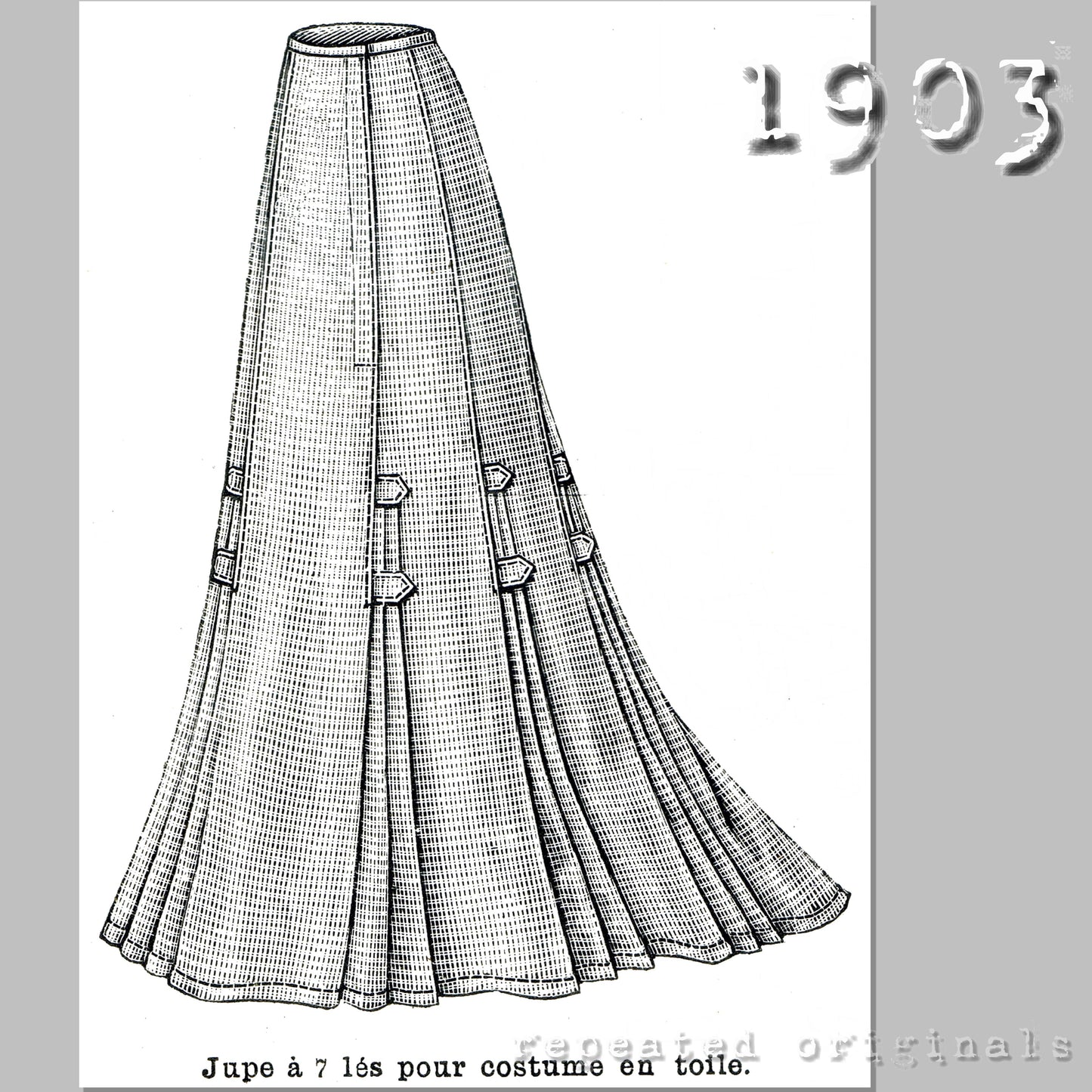 1903 Seven Panel Skirt Sewing Pattern - INSTANT DOWNLOAD PDF