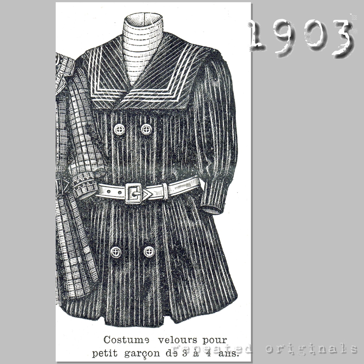 1903 Velvet Blouse for Boys 3 to 4 Sewing Pattern - INSTANT DOWNLOAD PDF