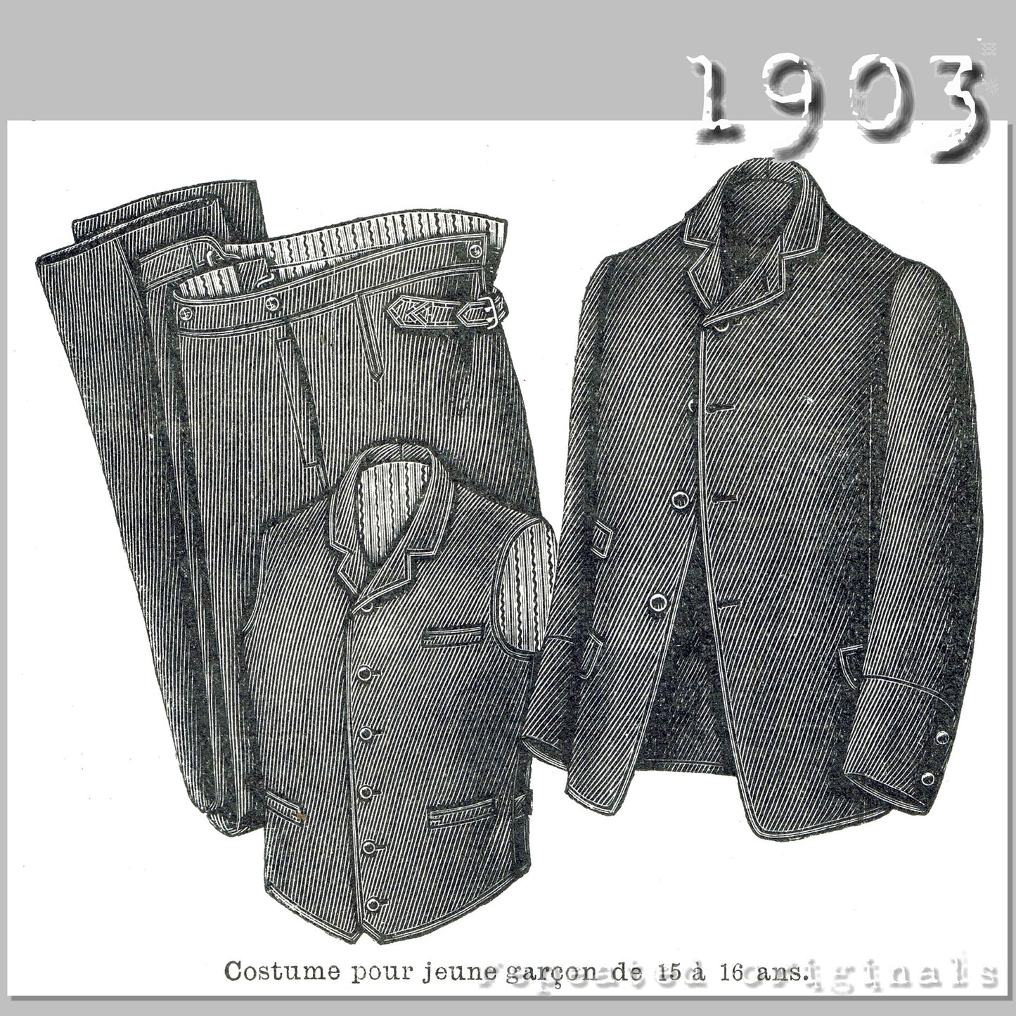 1903 Suit for Young Man 15 -16 Years Sewing Pattern - INSTANT DOWNLOAD PDF