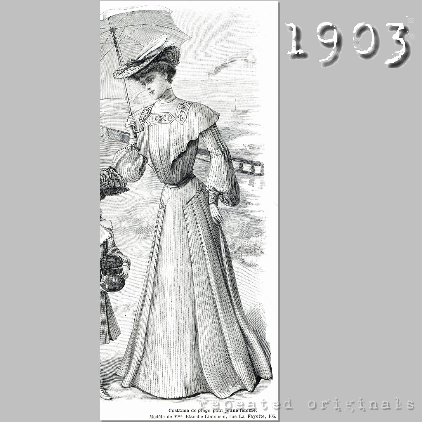 1903 Beach Dress Sewing Pattern - INSTANT DOWNLOAD PDF