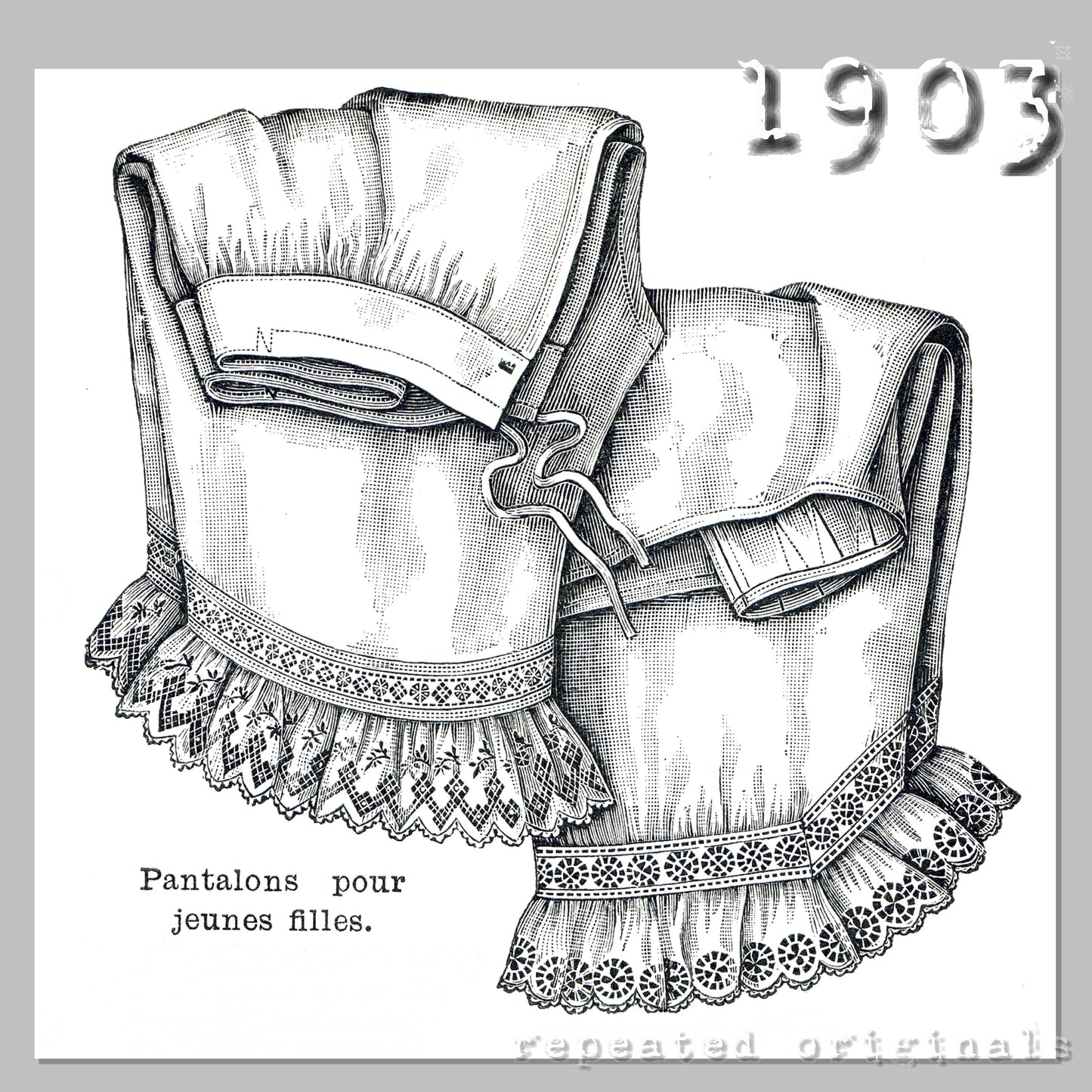 1903 Drawers for Young Ladies Sewing Pattern - INSTANT DOWNLOAD PDF