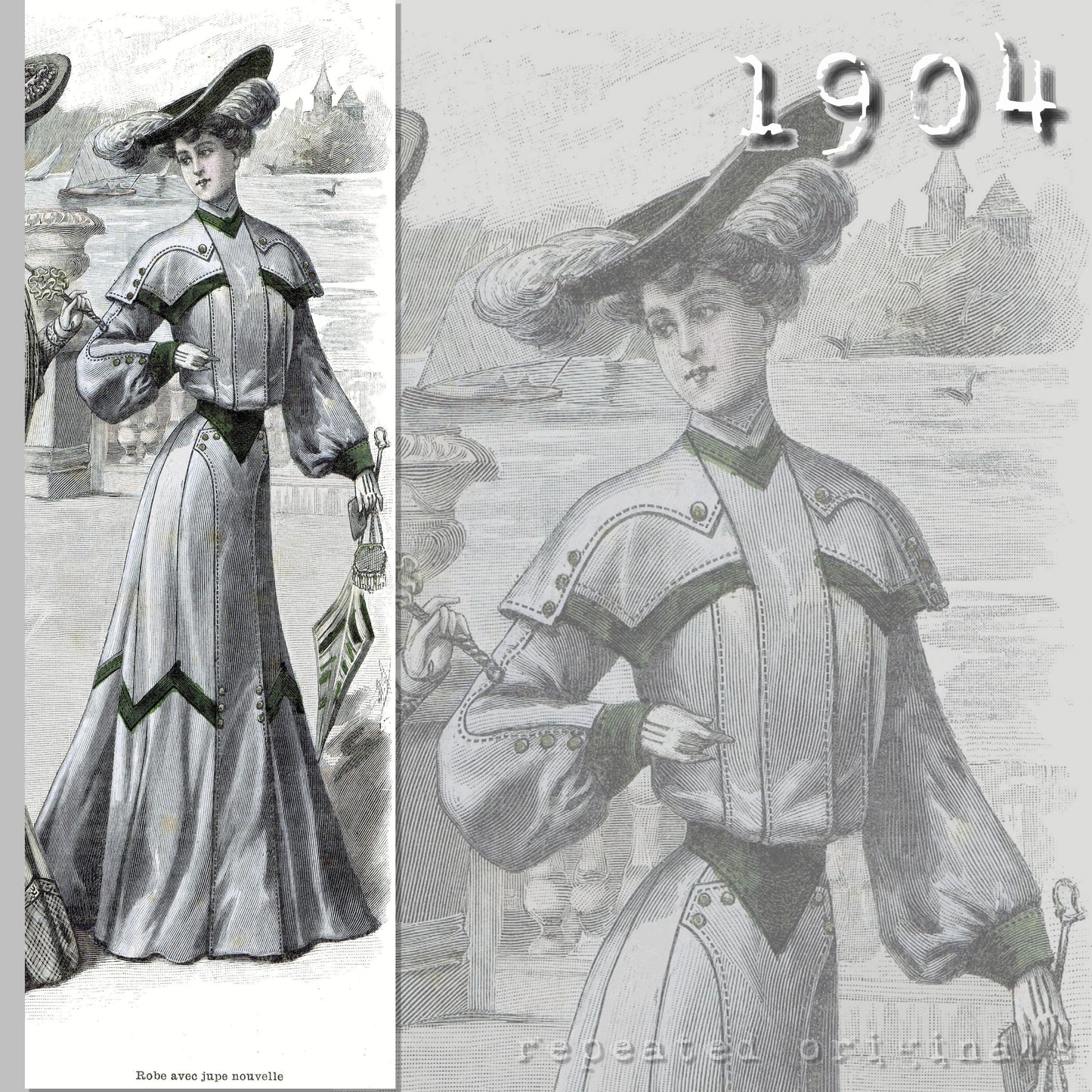 1904 Dress Sewing Pattern - INSTANT DOWNLOAD PDF