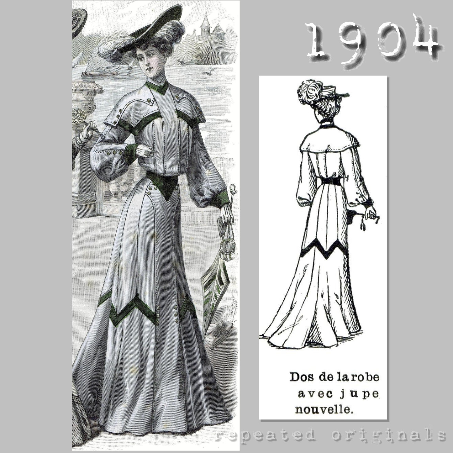 1904 Dress Sewing Pattern - INSTANT DOWNLOAD PDF