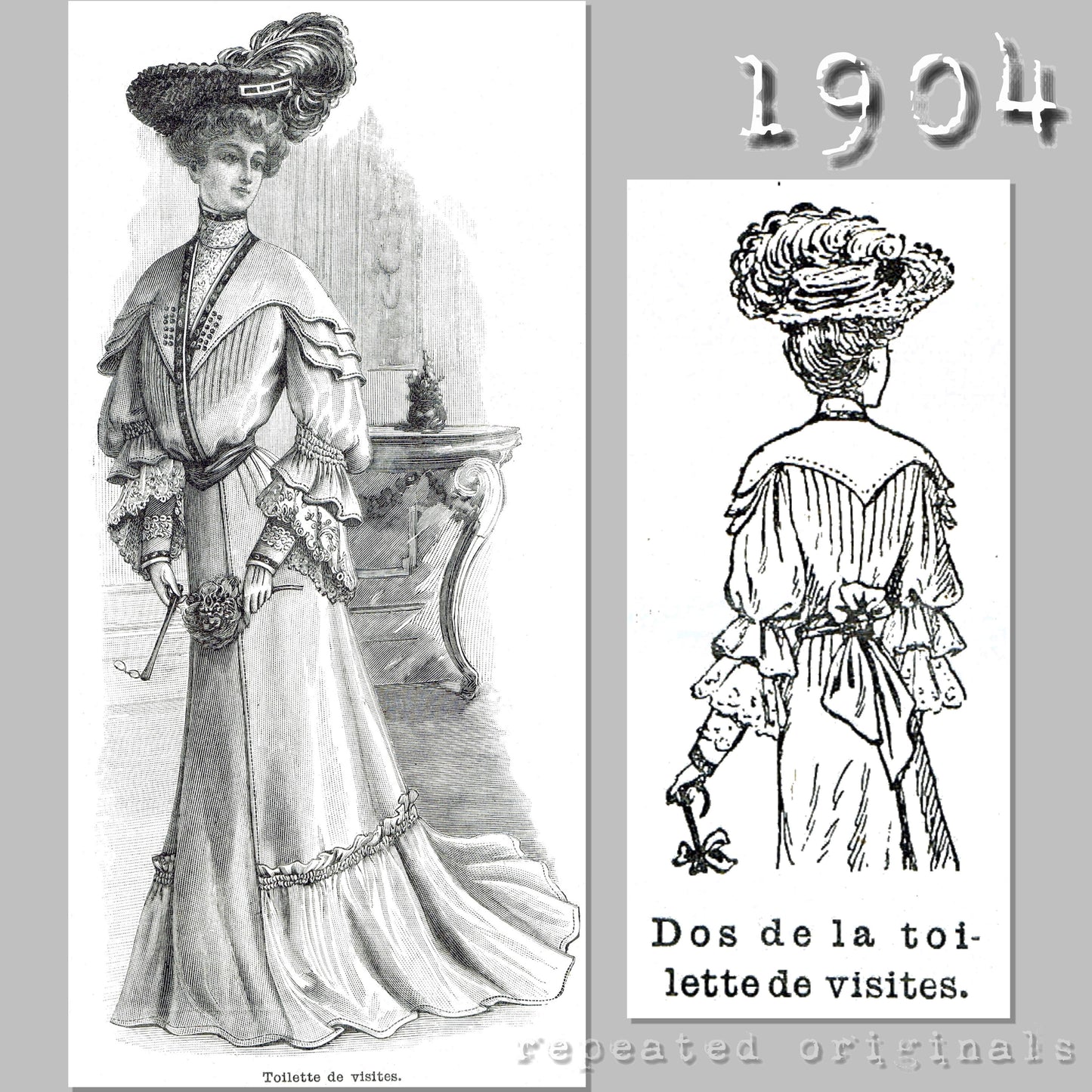 1904 Visiting Dress Sewing Pattern - INSTANT DOWNLOAD PDF