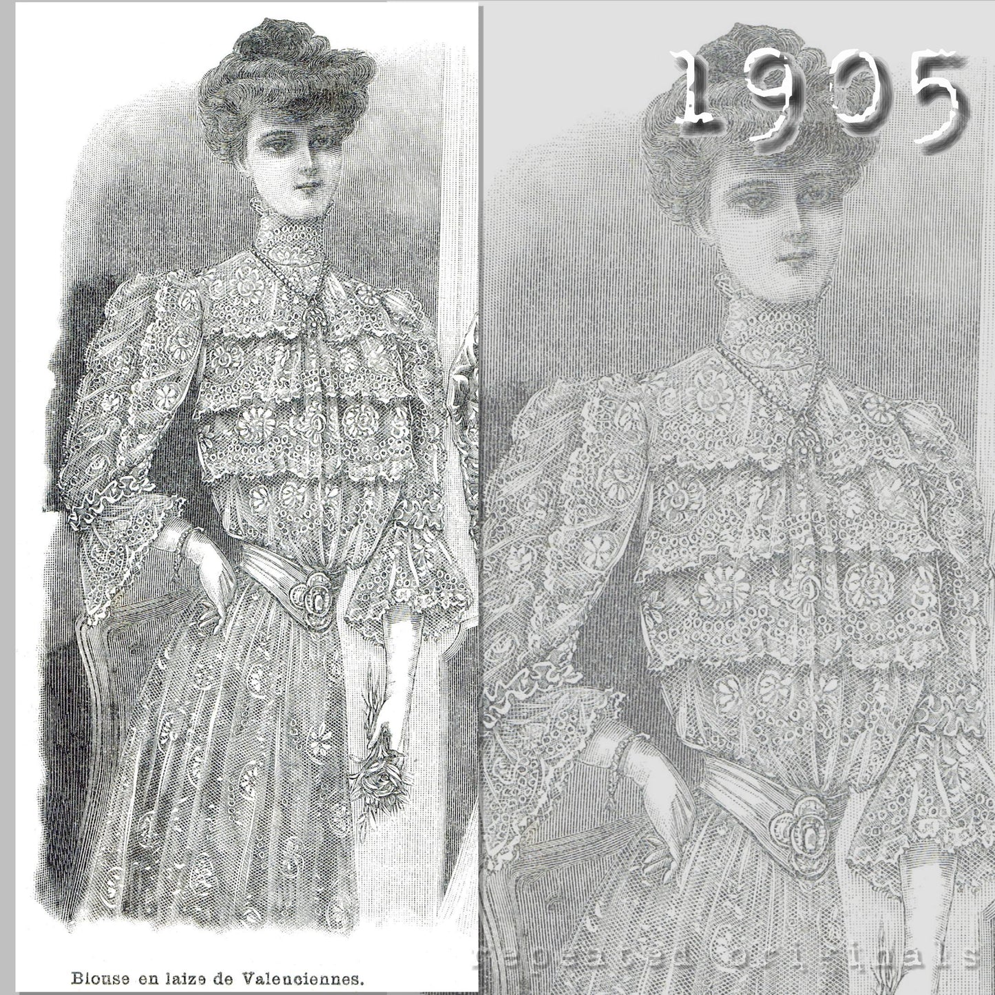 1905 Blouse in Valenciennes Lace Sewing Pattern - INSTANT DOWNLOAD PDF