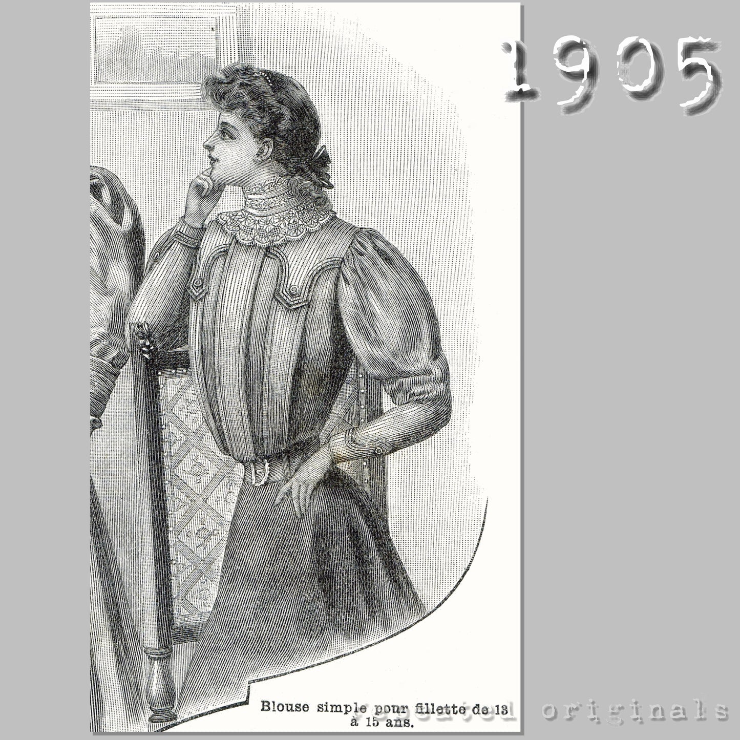 1905 Blouse for Girl 13 - 15 Years Sewing Pattern - INSTANT DOWNLOAD PDF