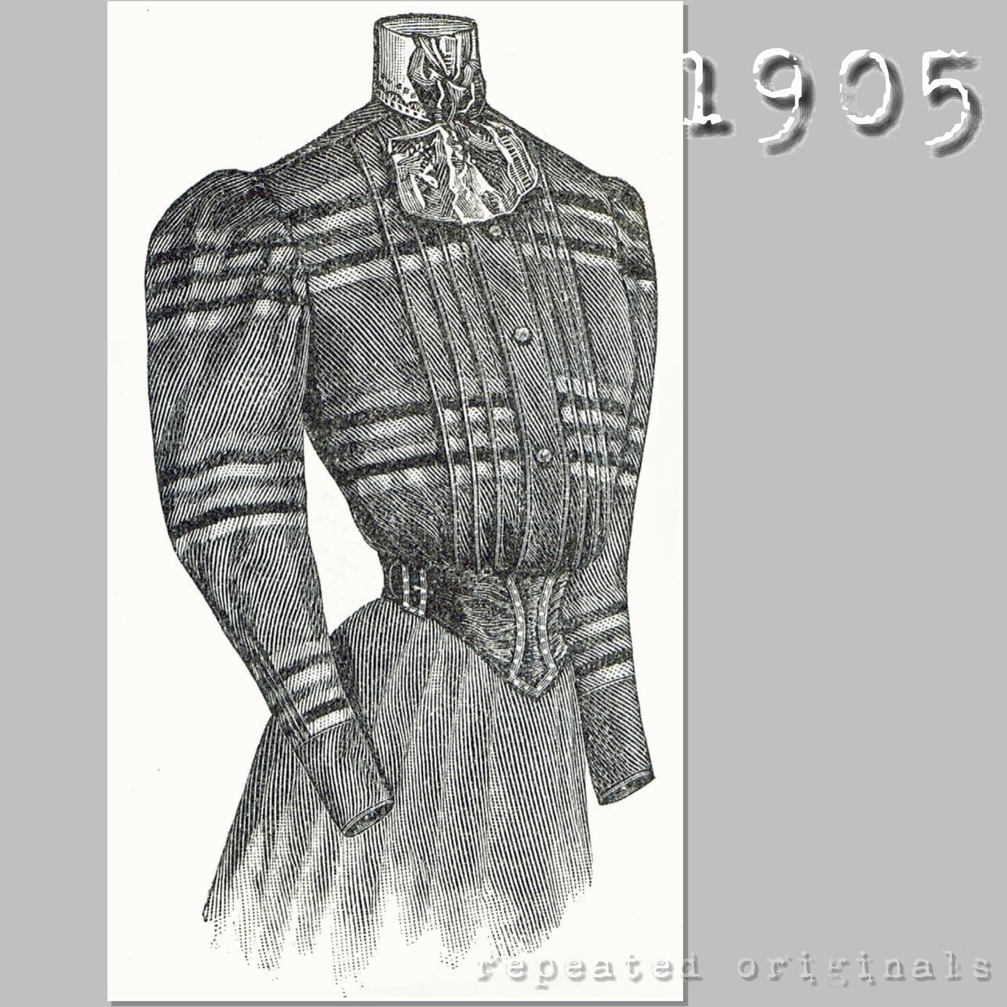 1905 Striped Wool Blouse Sewing Pattern - INSTANT DOWNLOAD PDF
