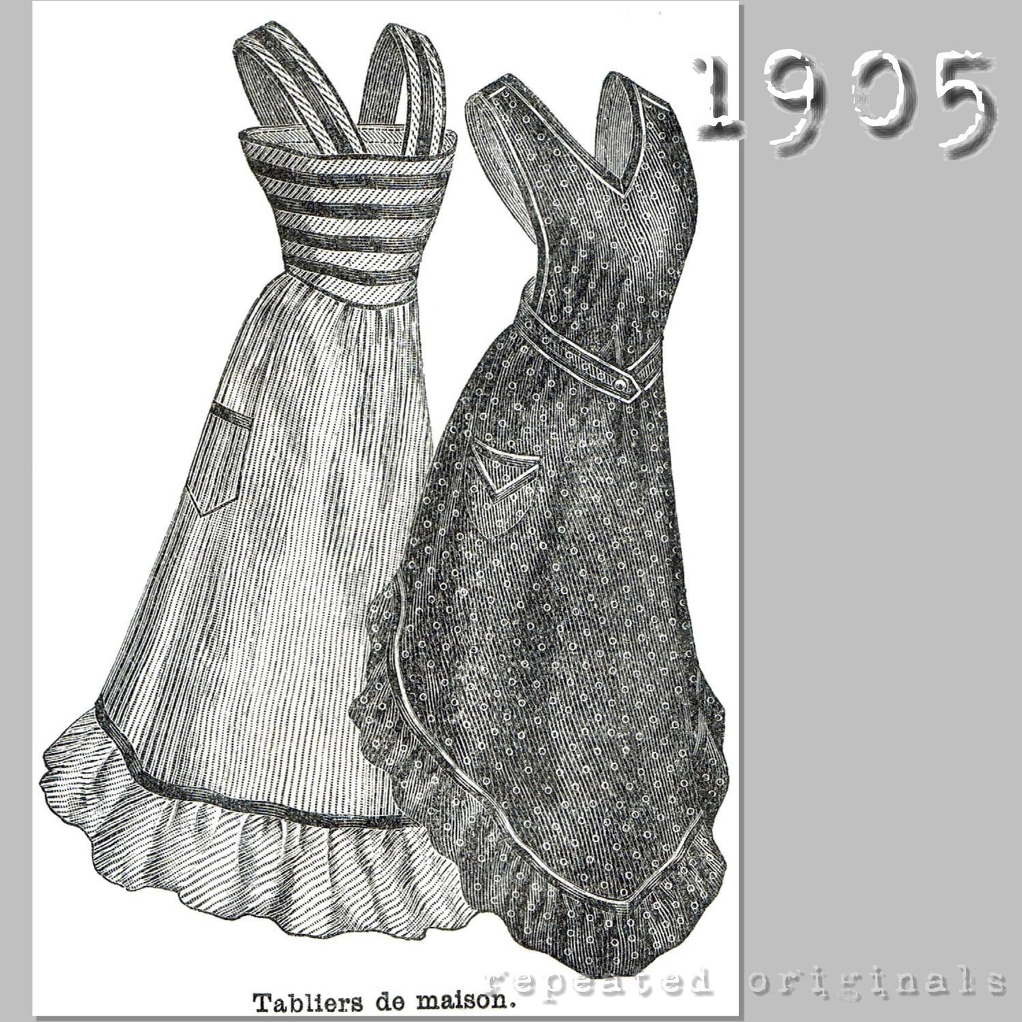 1905 Corselet and Loose Style Aprons Sewing Pattern - INSTANT DOWNLOAD PDF