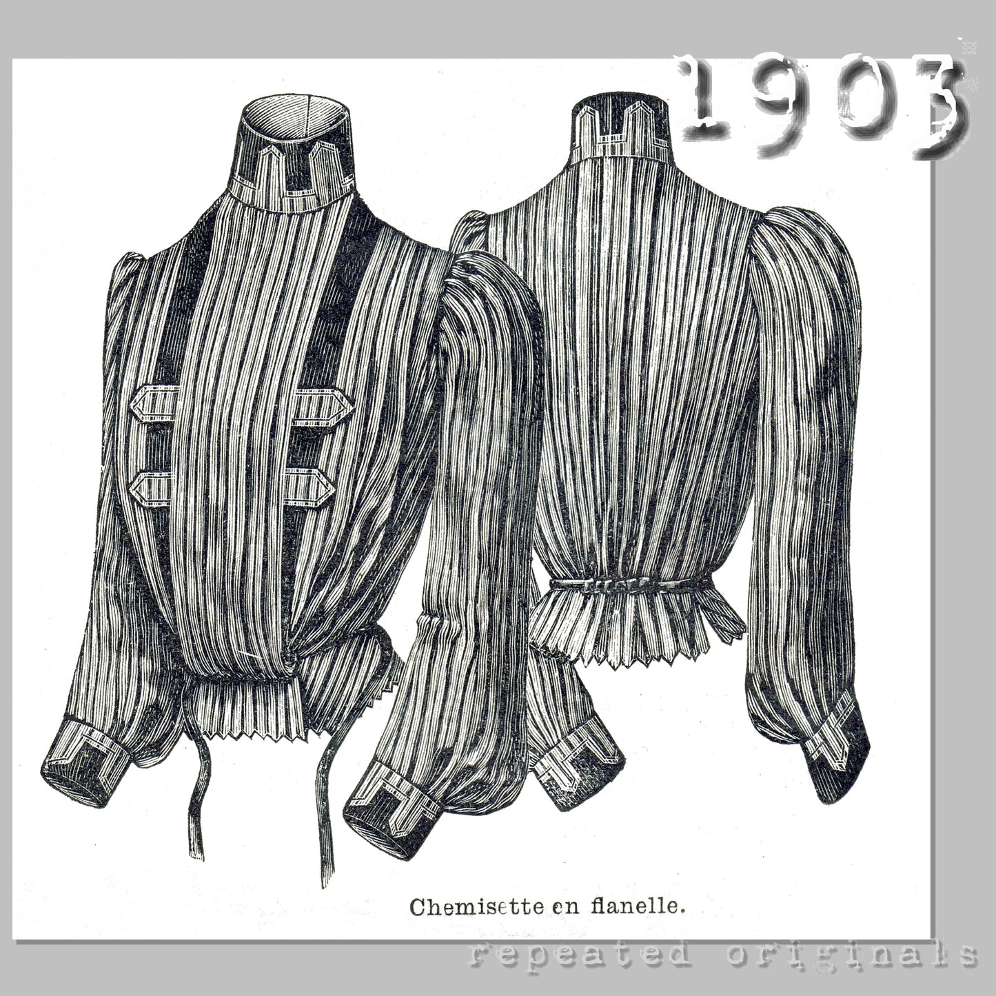 1903 Flannel Shirt Sewing Pattern - INSTANT DOWNLOAD PDF