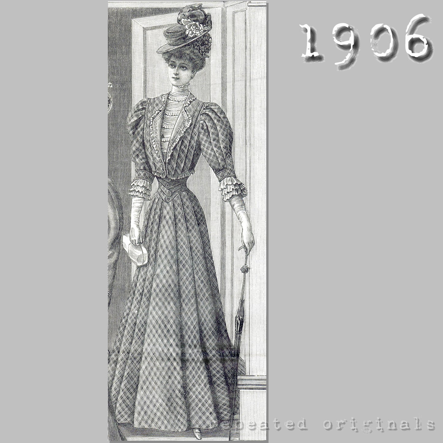 1906 Young Ladies Dress with Corselet Belt Sewing Pattern - INSTANT DOWNLOAD PDF