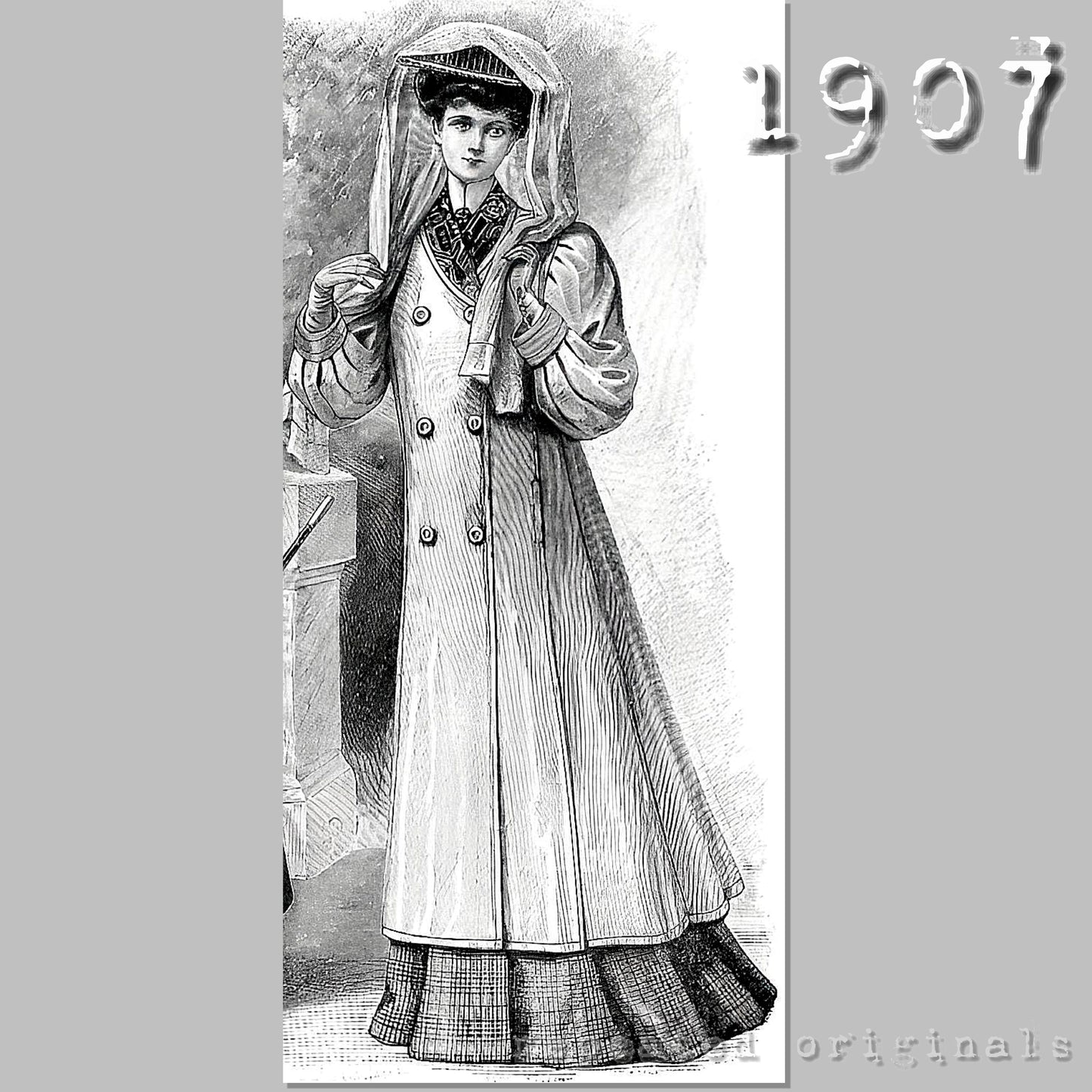 1907 Automobile or Travel Coat Sewing Pattern - INSTANT DOWNLOAD PDF