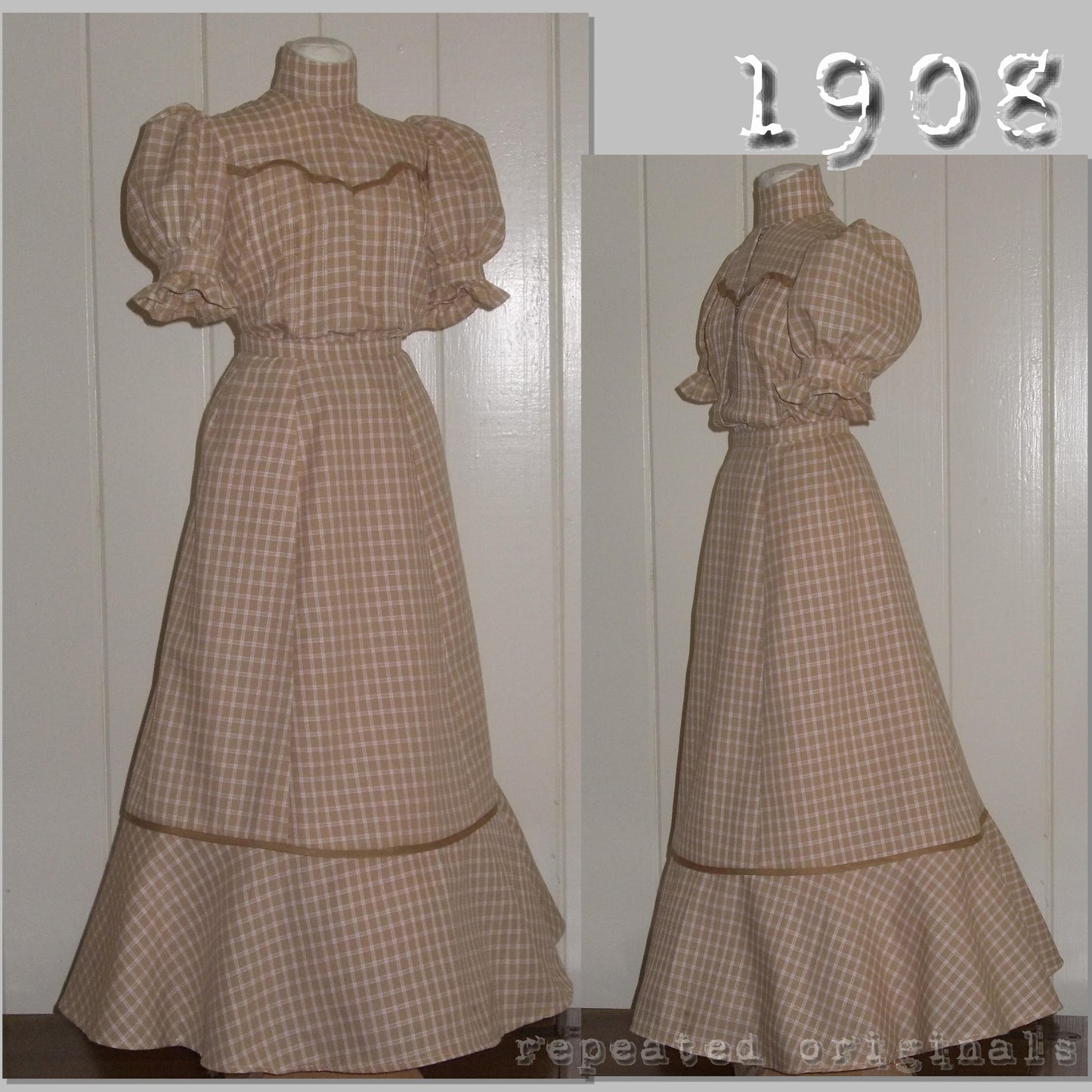 1908 Summer Wash Dress with Apron Sewing Pattern - INSTANT DOWNLOAD PDF