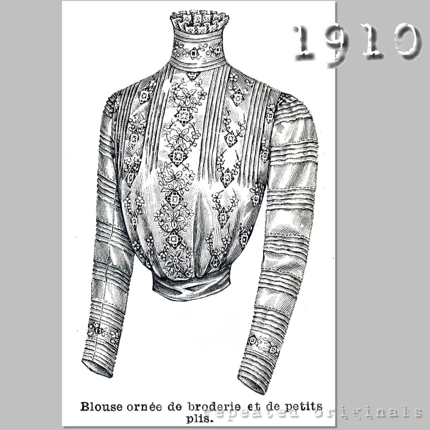 1910 Embroidered Blouse Sewing Pattern - INSTANT DOWNLOAD PDF