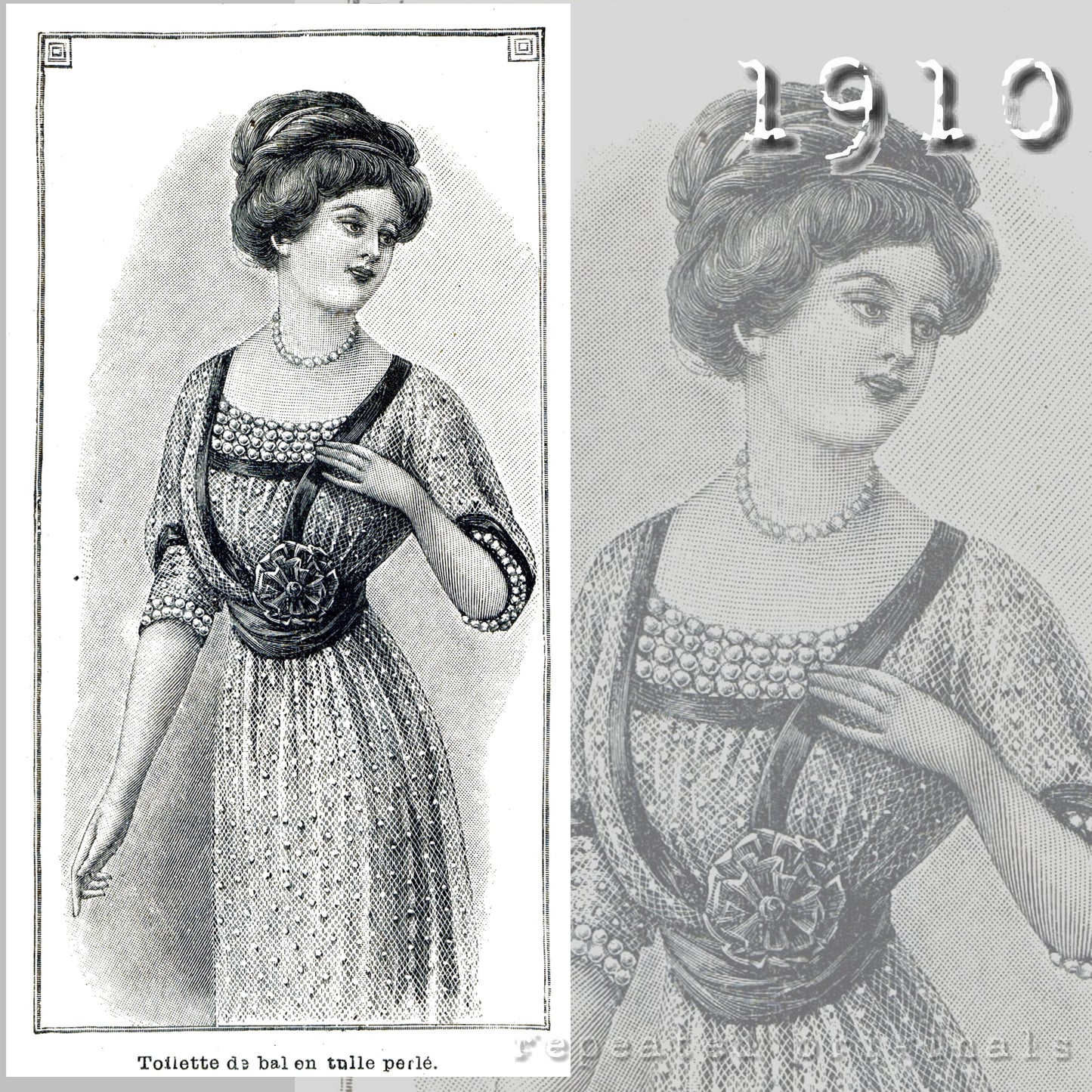1910 Beaded Tulle Ball Gown Sewing Pattern - INSTANT DOWNLOAD PDF