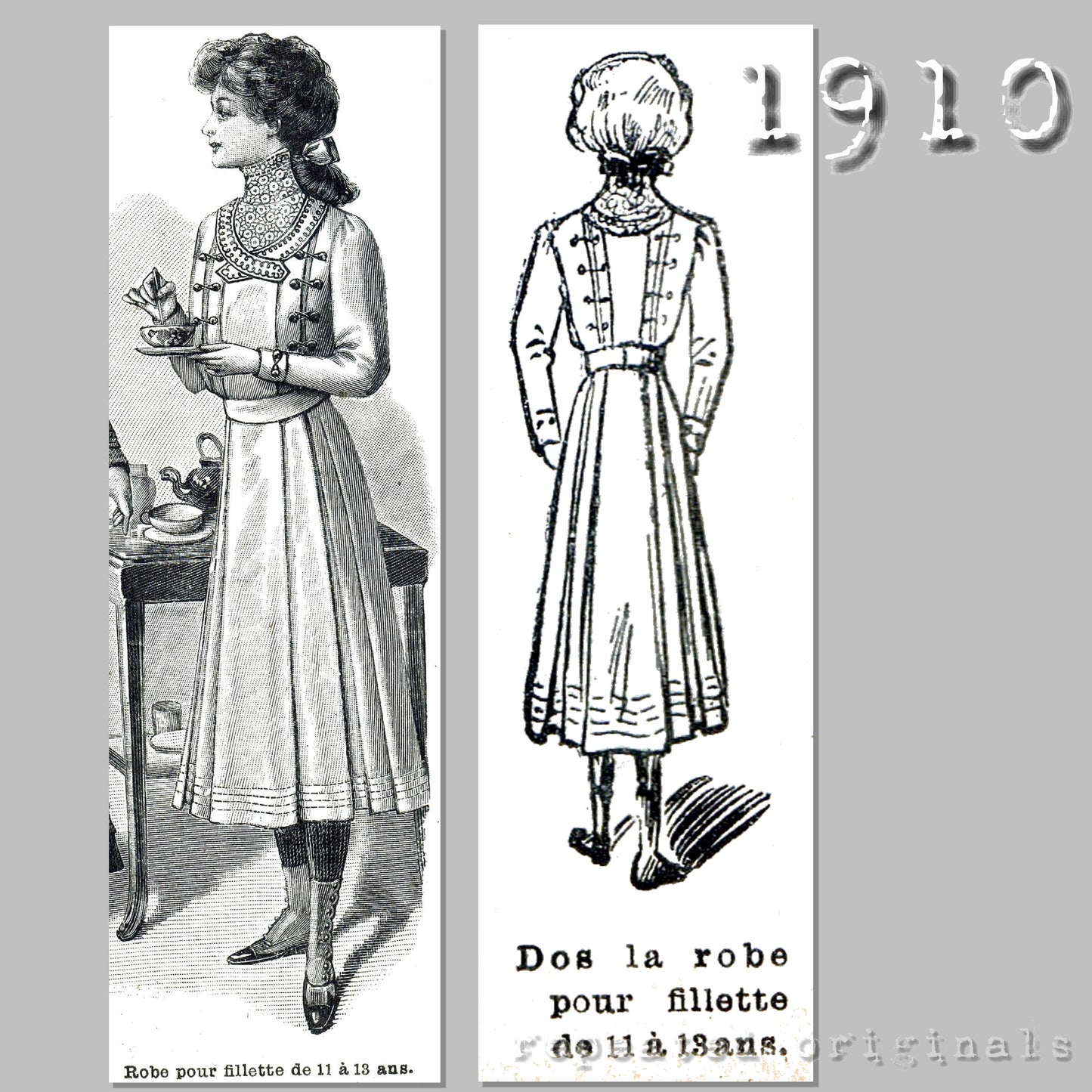 1910 Dress for girl 11 - 13 Sewing Pattern - INSTANT DOWNLOAD PDF