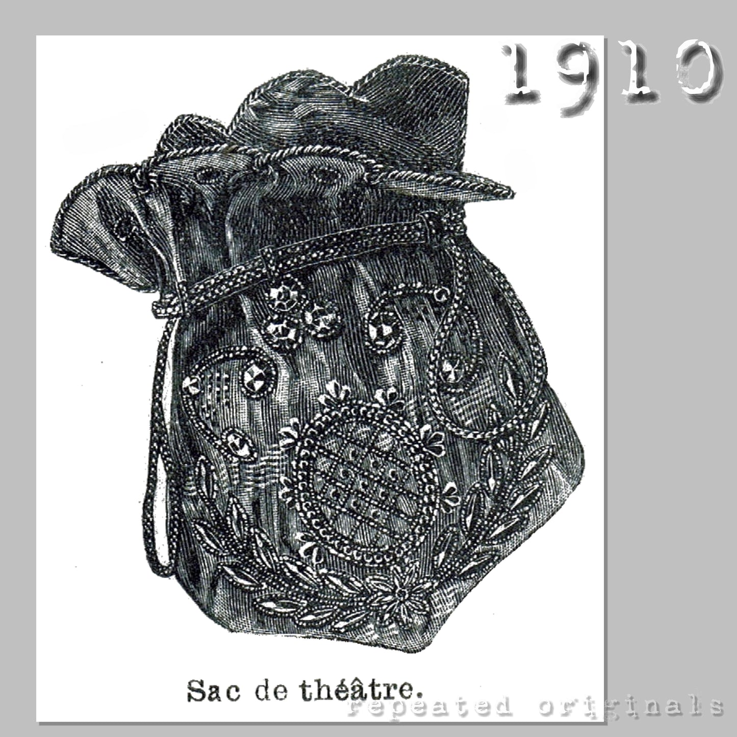 1910 Beaded Evening/Theatre Bag Sewing Pattern - INSTANT DOWNLOAD PDF