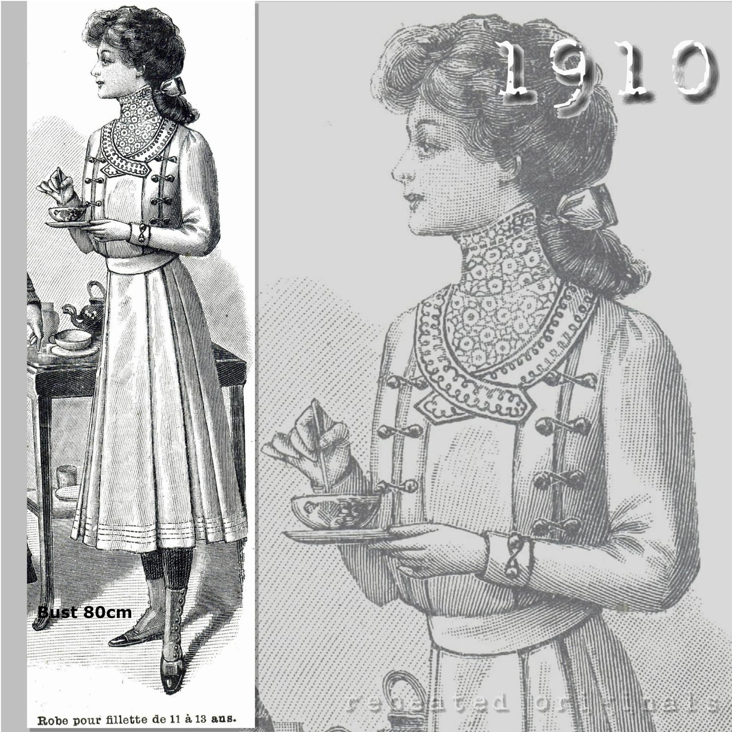 1910 Dress for girl 11 - 13 Sewing Pattern - INSTANT DOWNLOAD PDF