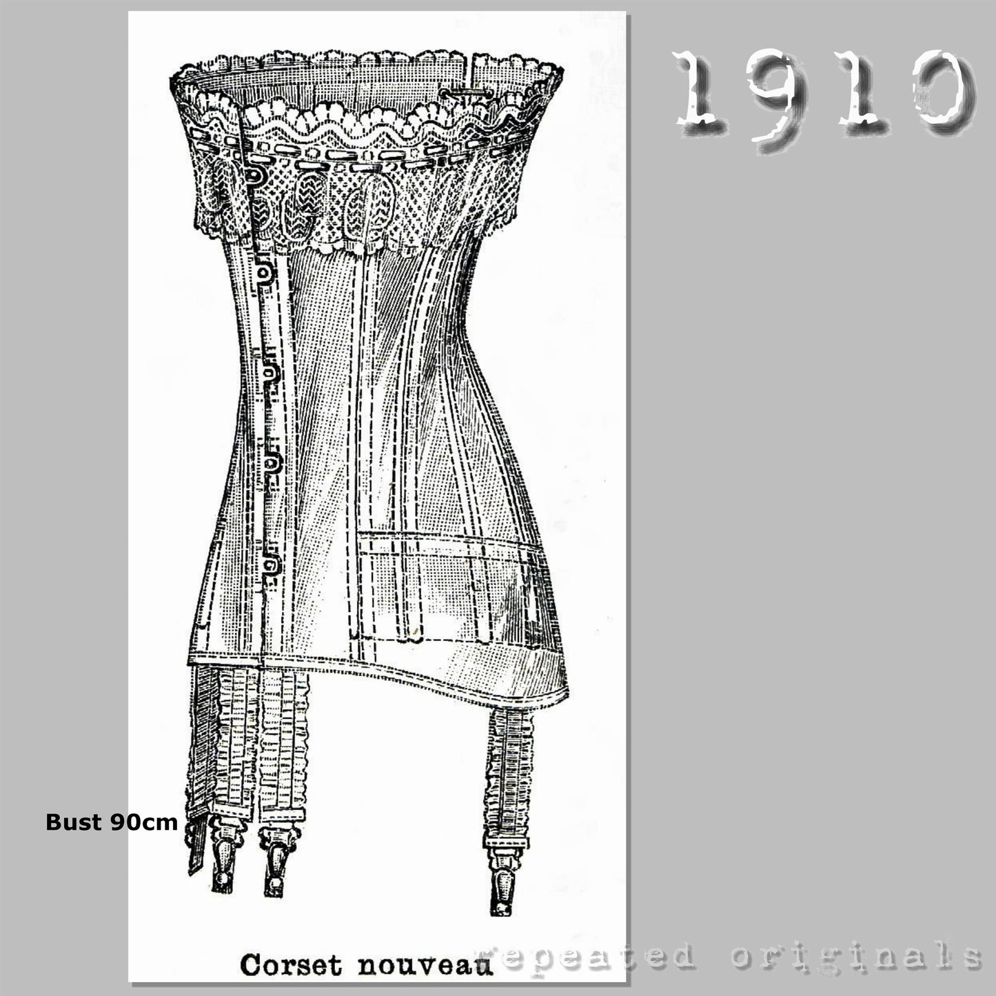 1910 Corset Sewing Pattern (90 cm bust) - INSTANT DOWNLOAD PDF