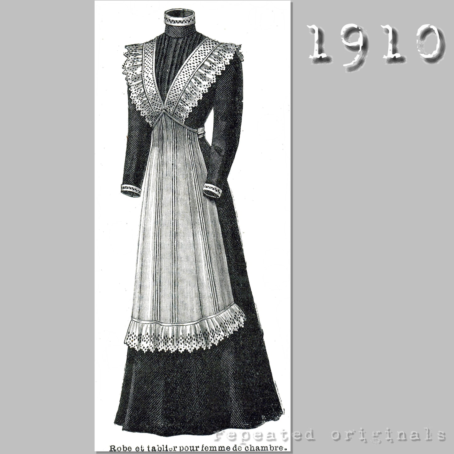 1910 Chambermaid Dress and Apron Sewing Pattern - INSTANT DOWNLOAD PDF