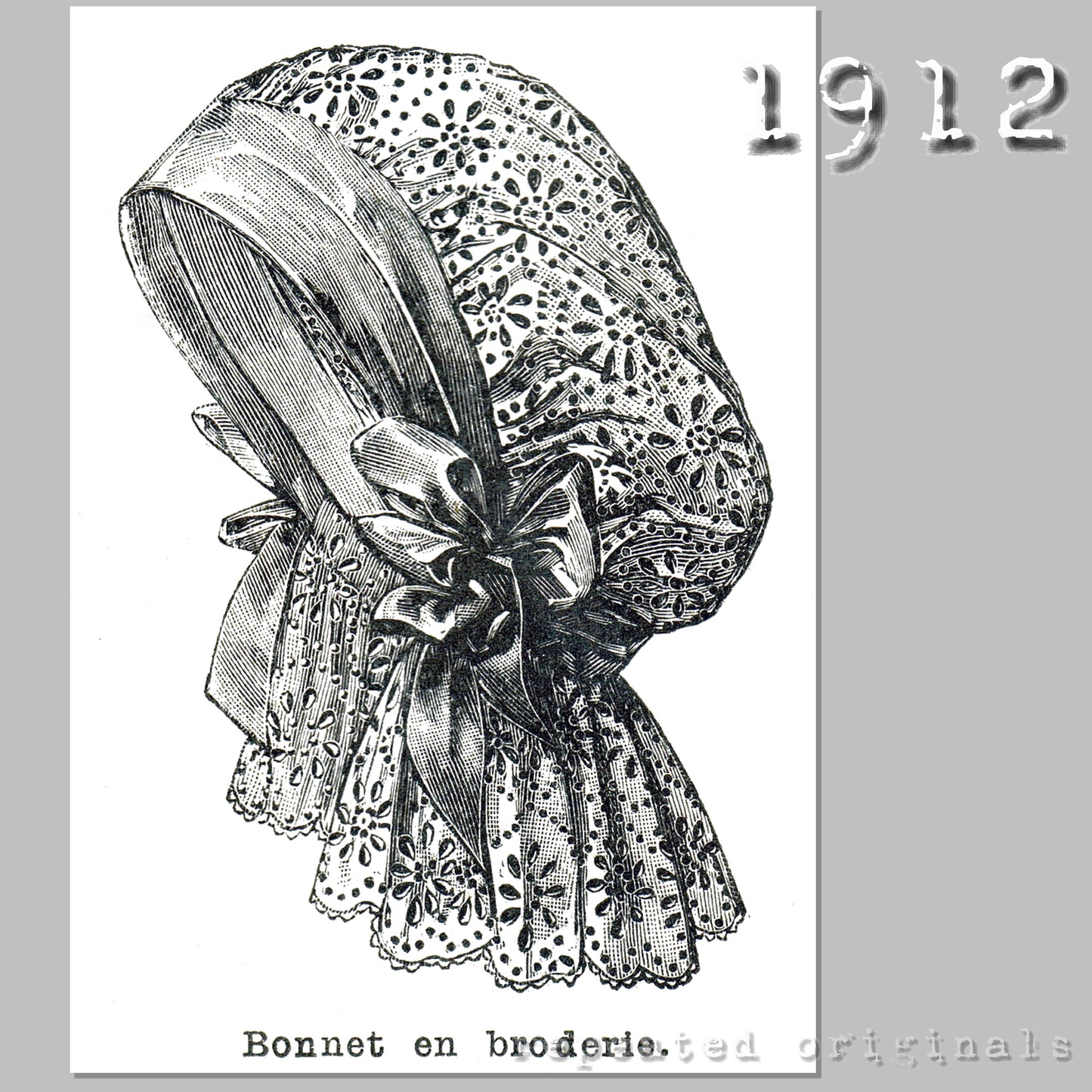1912 Tulle and Embroidery Boudoir Caps Sewing Pattern - INSTANT DOWNLOAD PDF