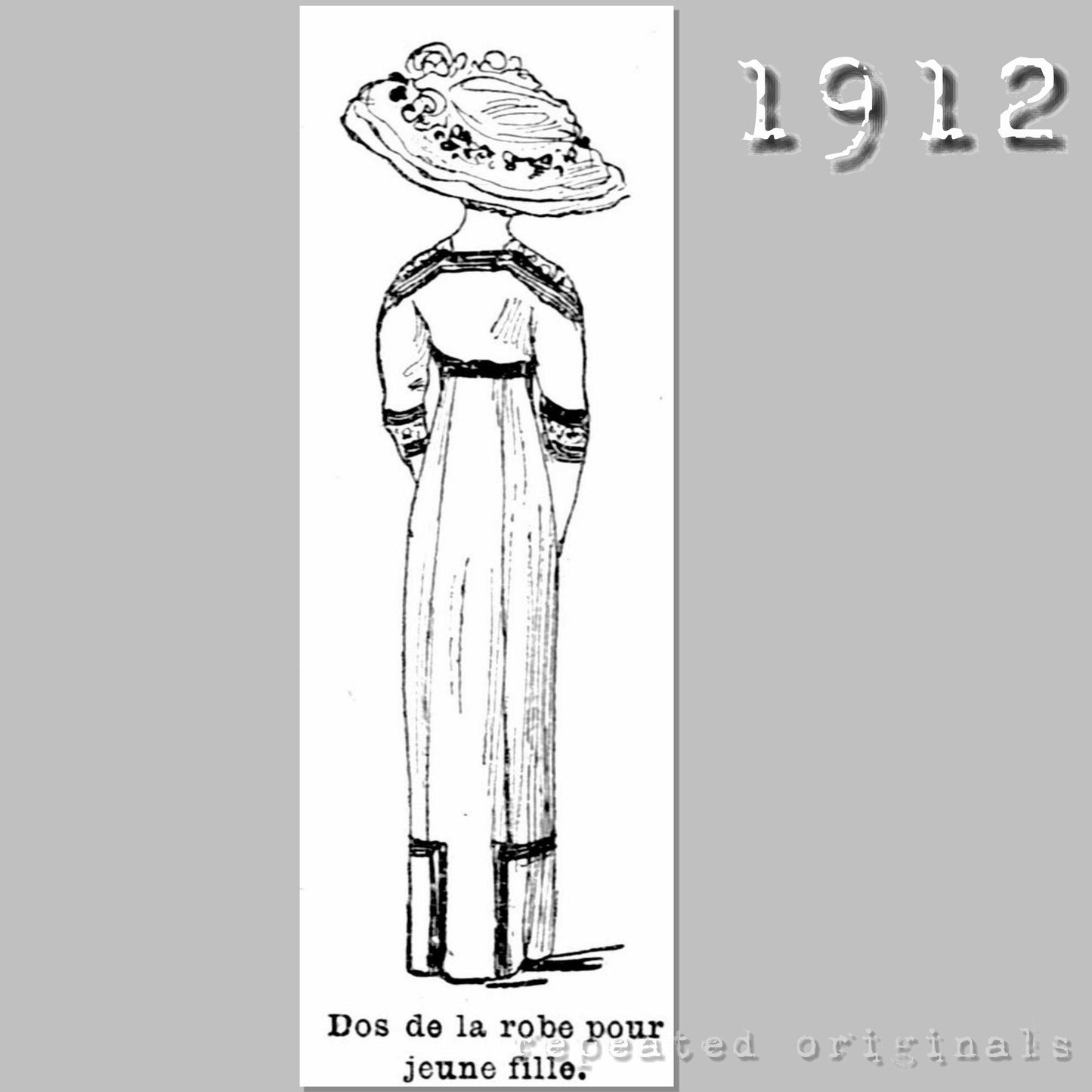 1912 Young Lady's Linen Dress Sewing Pattern - INSTANT DOWNLOAD PDF